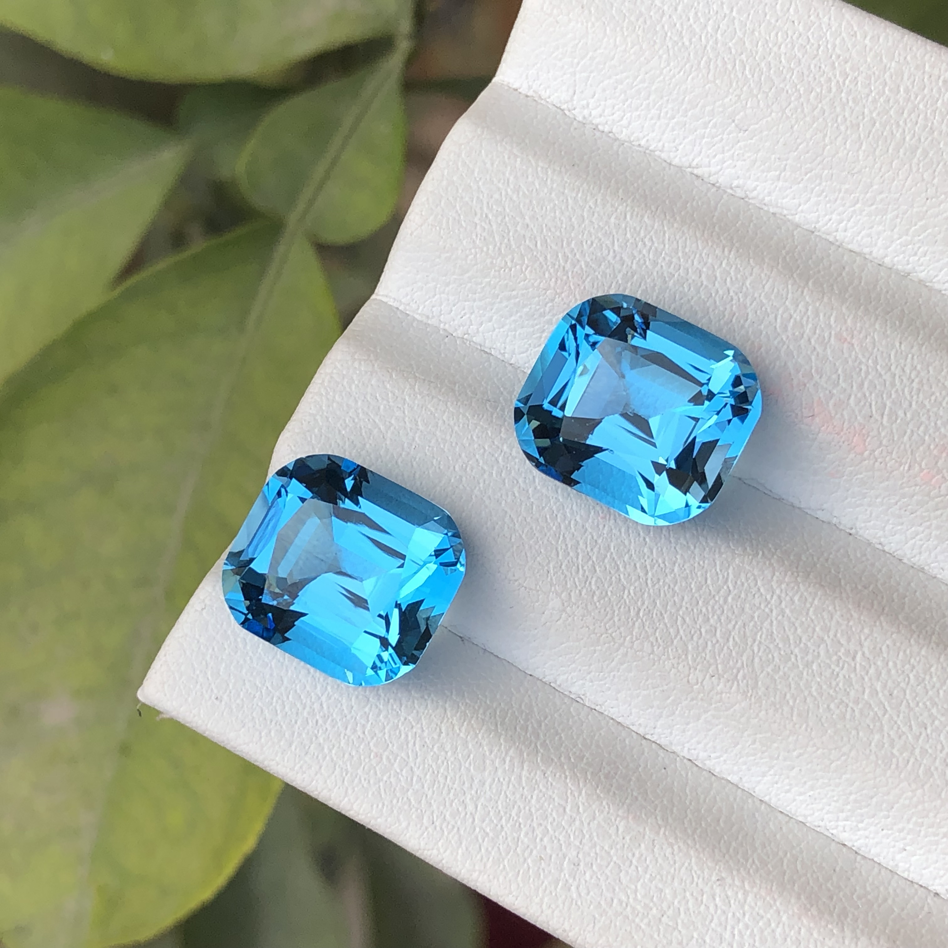 22.10 CT Natural Swiss Blue Pair Cushion Shape Loose Gemstone