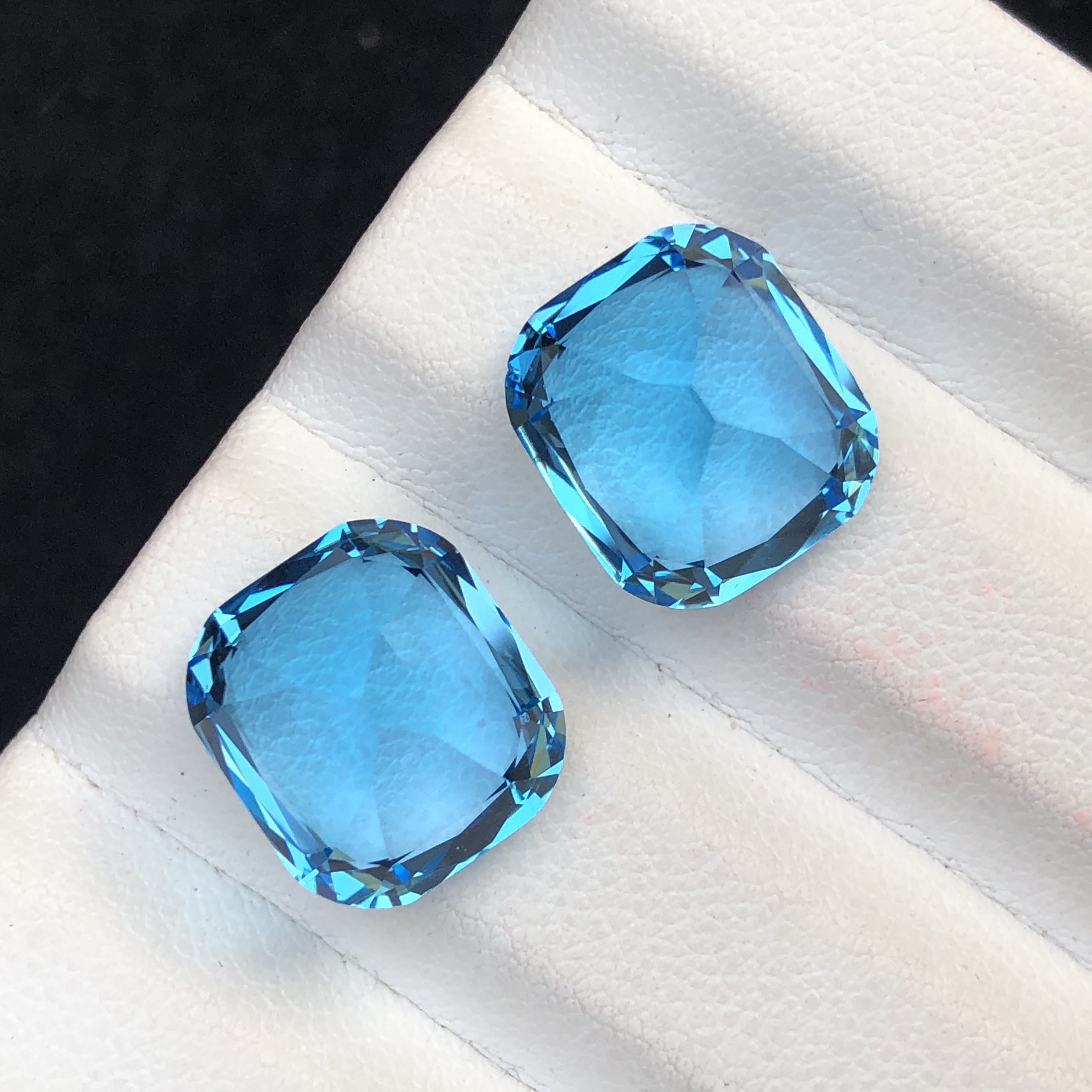 22.10 CT Natural Swiss Blue Pair Cushion Shape Loose Gemstone