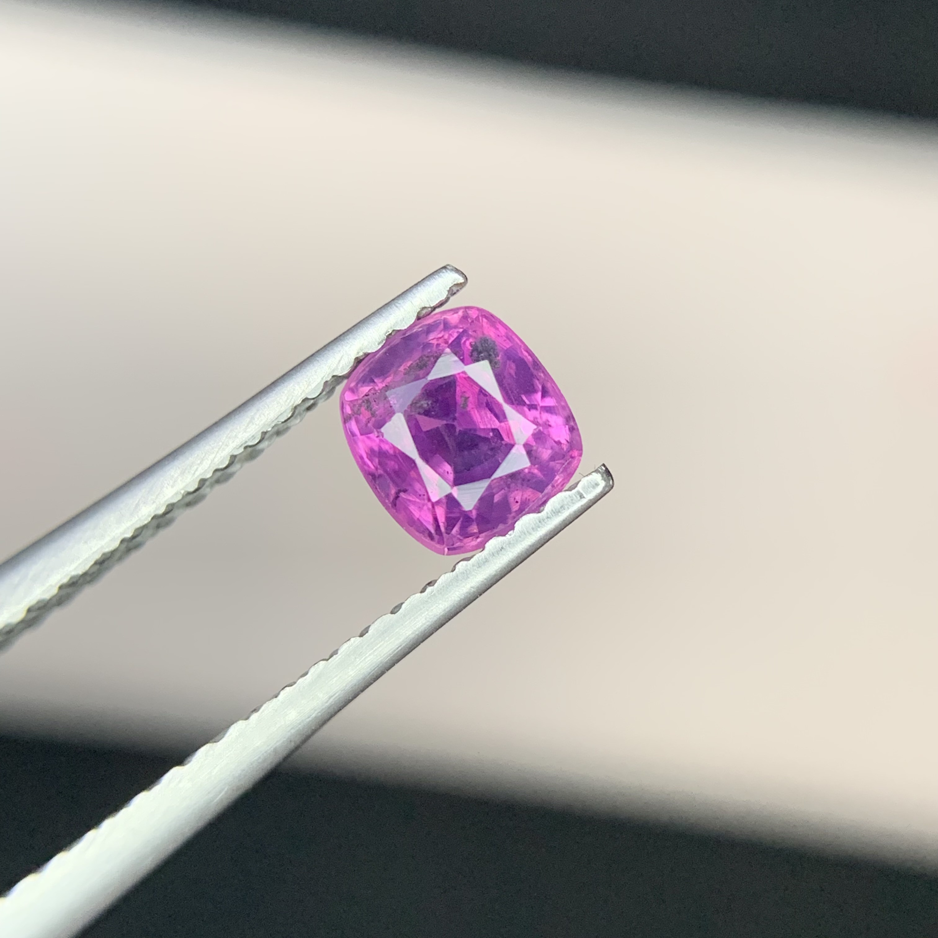 0.79 CT Natural Corundum Pinkish Purple Kashmir Sapphire Cushion Shape