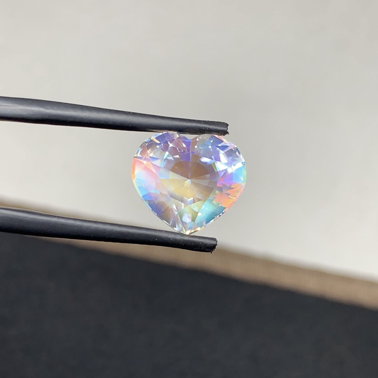 6.14 CT Natural Rainbow Moonstone Heart Shape Loose Gemstone