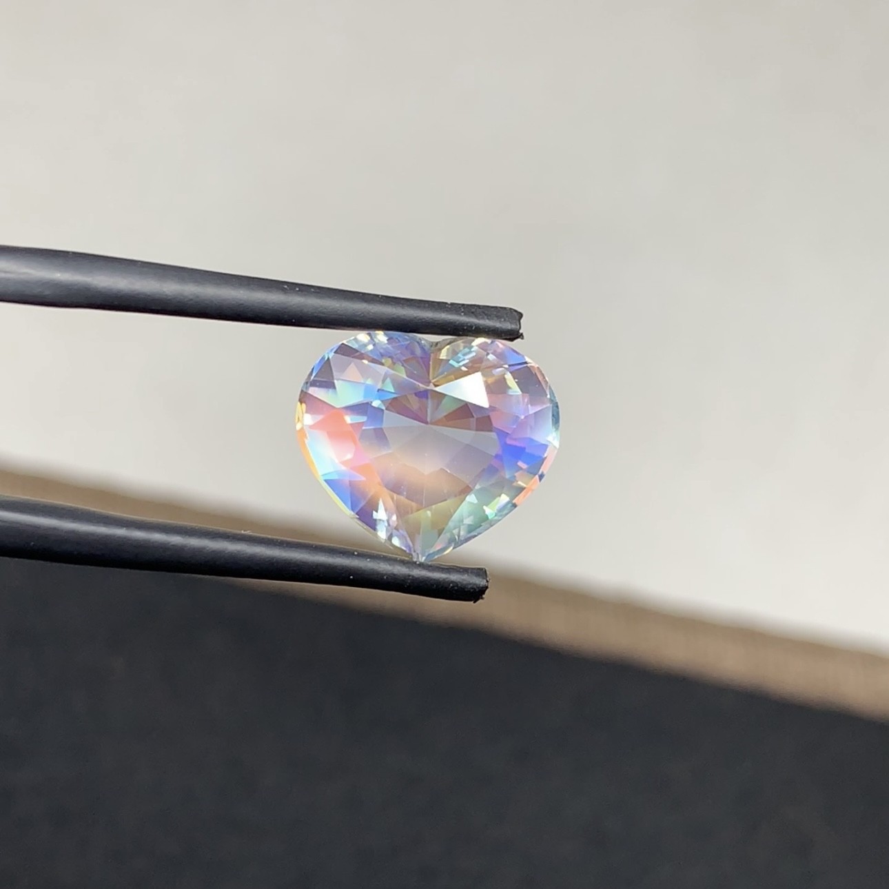 6.14 CT Natural Rainbow Moonstone Heart Shape Loose Gemstone