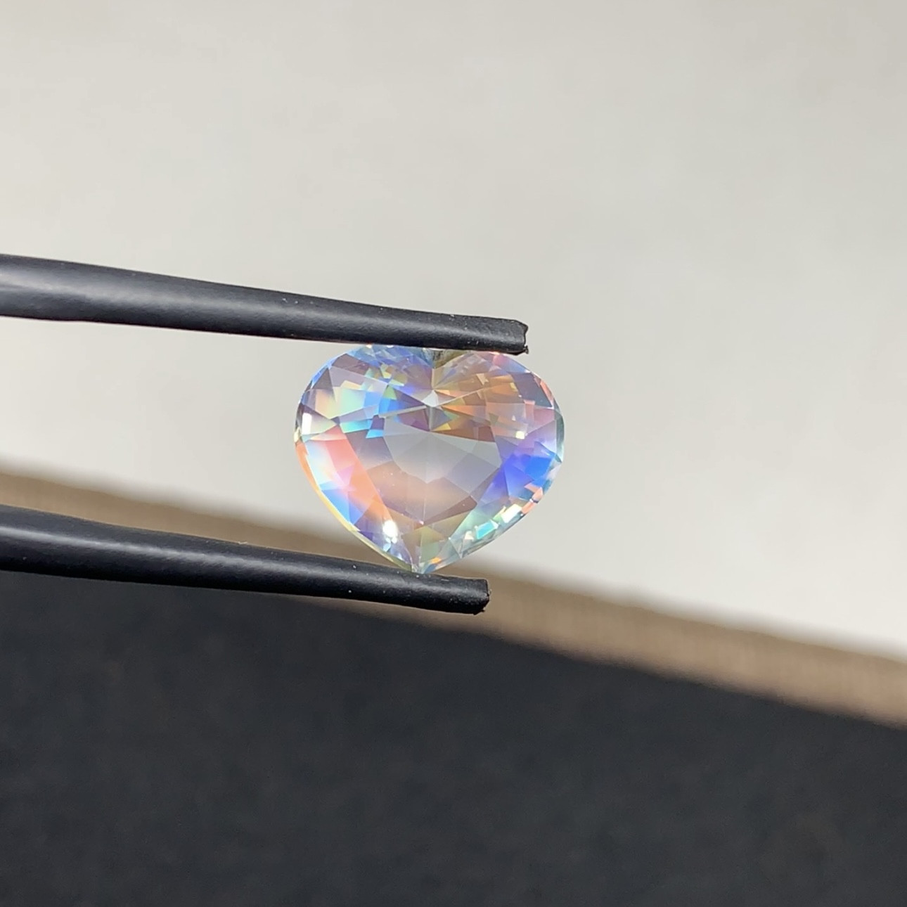 6.14 CT Natural Rainbow Moonstone Heart Shape Loose Gemstone