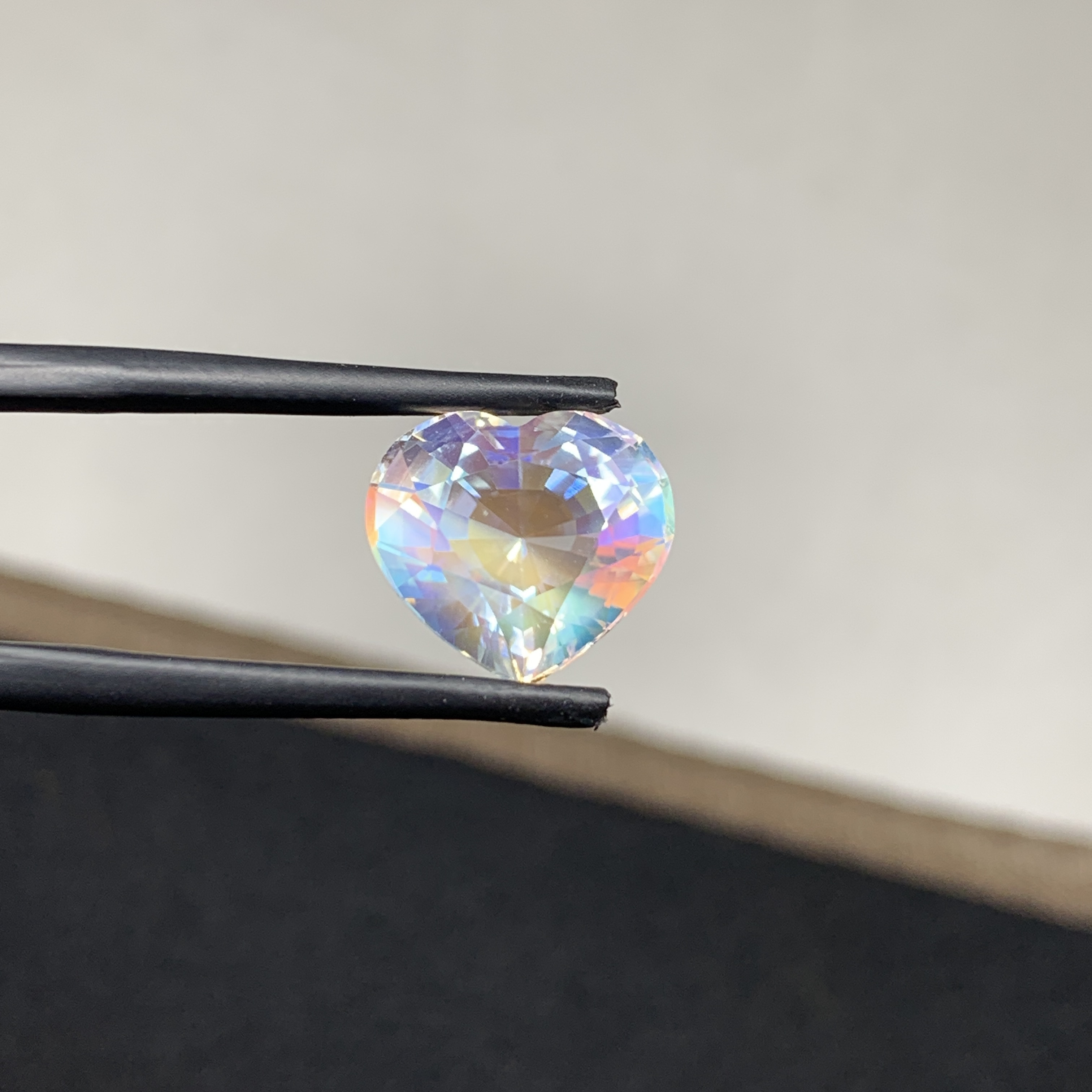 6.14 CT Natural Rainbow Moonstone Heart Shape Loose Gemstone
