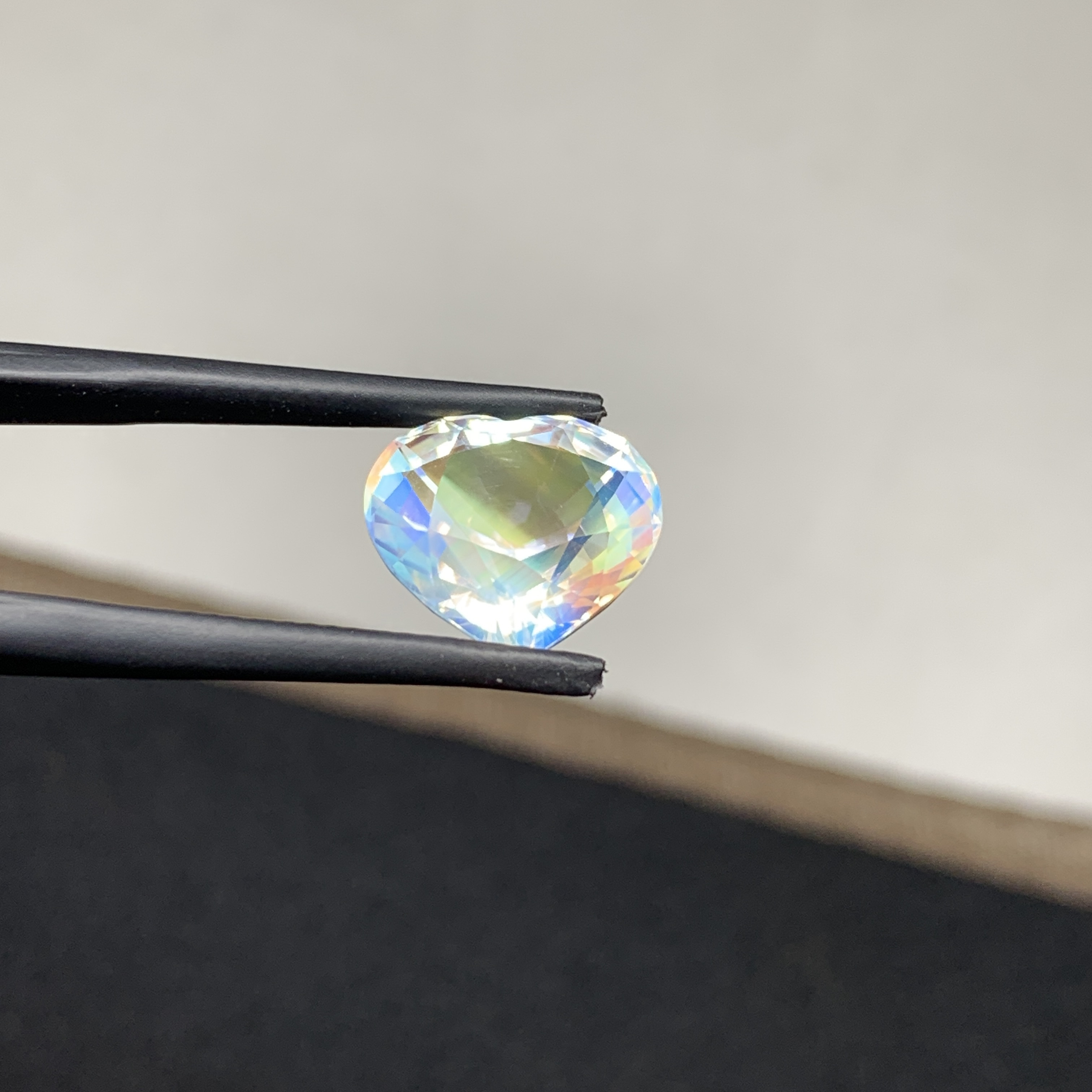 6.14 CT Natural Rainbow Moonstone Heart Shape Loose Gemstone