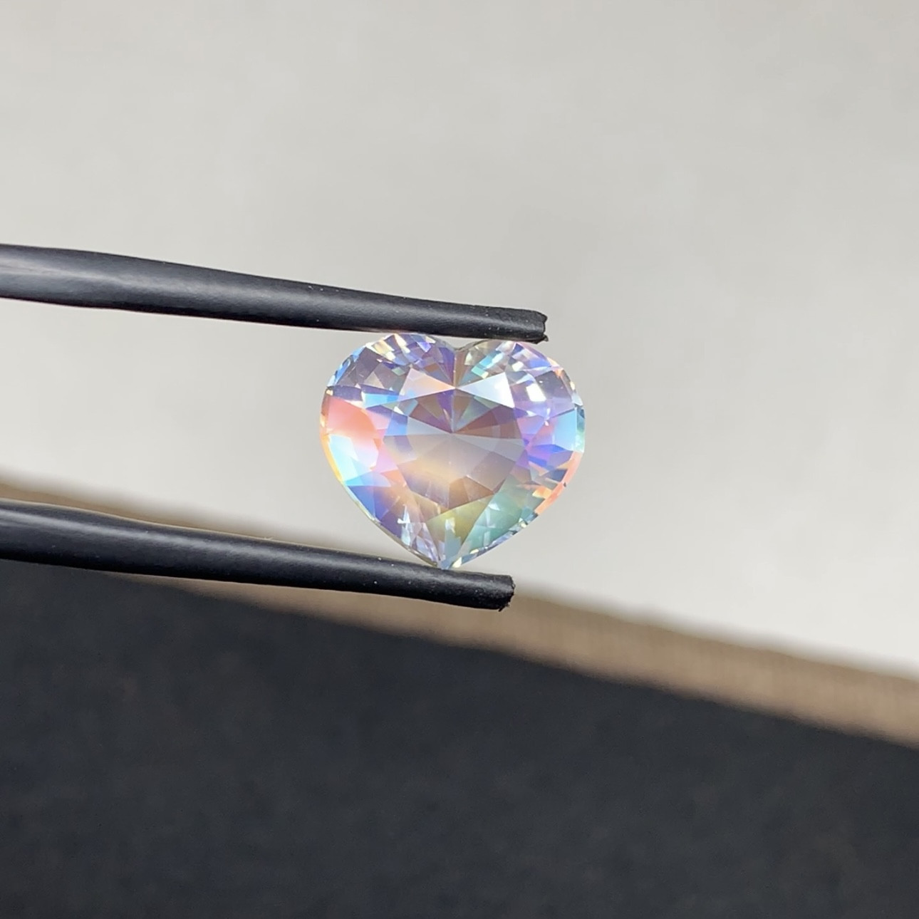 6.14 CT Natural Rainbow Moonstone Heart Shape Loose Gemstone