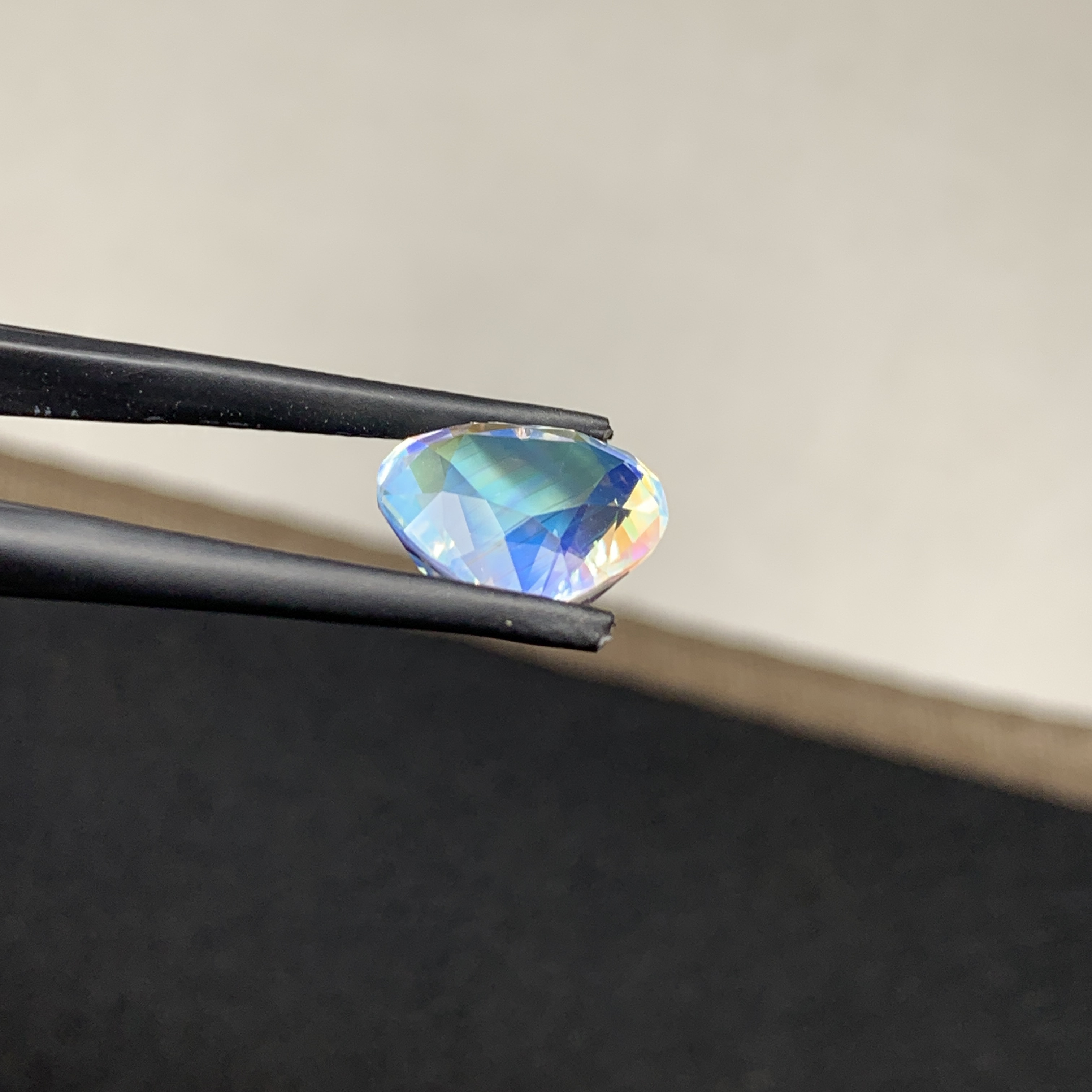 6.14 CT Natural Rainbow Moonstone Heart Shape Loose Gemstone