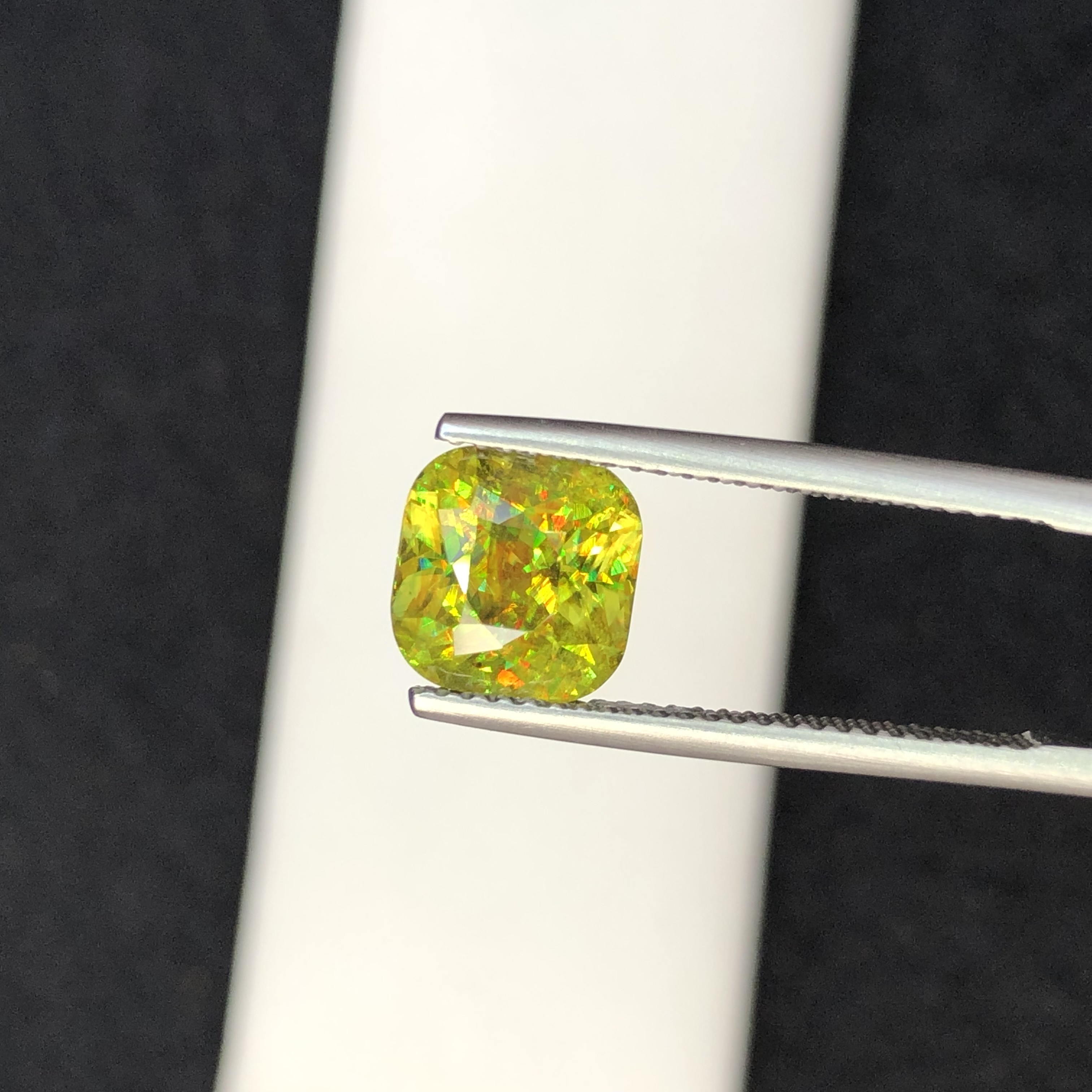 3.43 CT Natural Greenish Yellow Sphene Cushion Shape Loose Gemstone