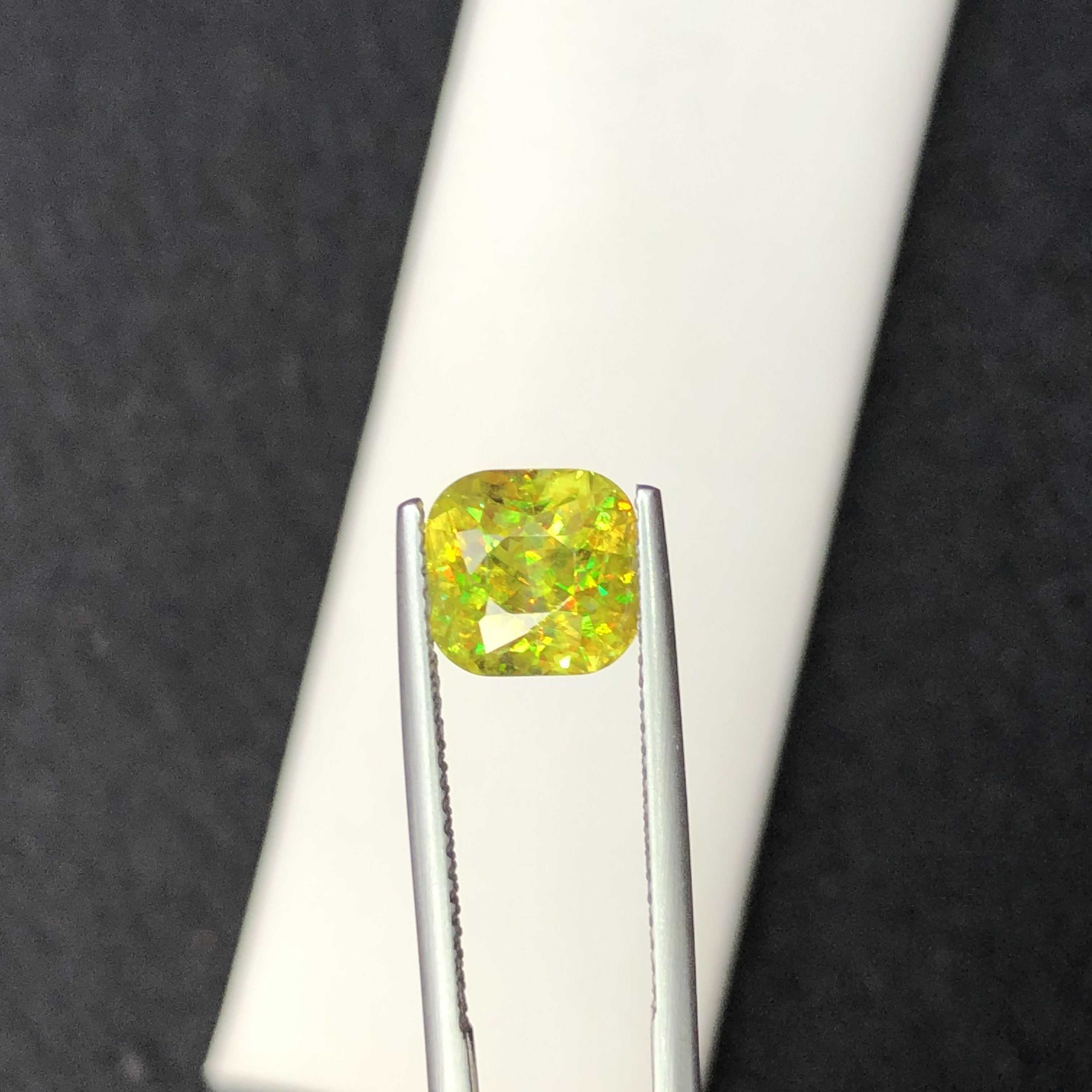 3.43 CT Natural Greenish Yellow Sphene Cushion Shape Loose Gemstone
