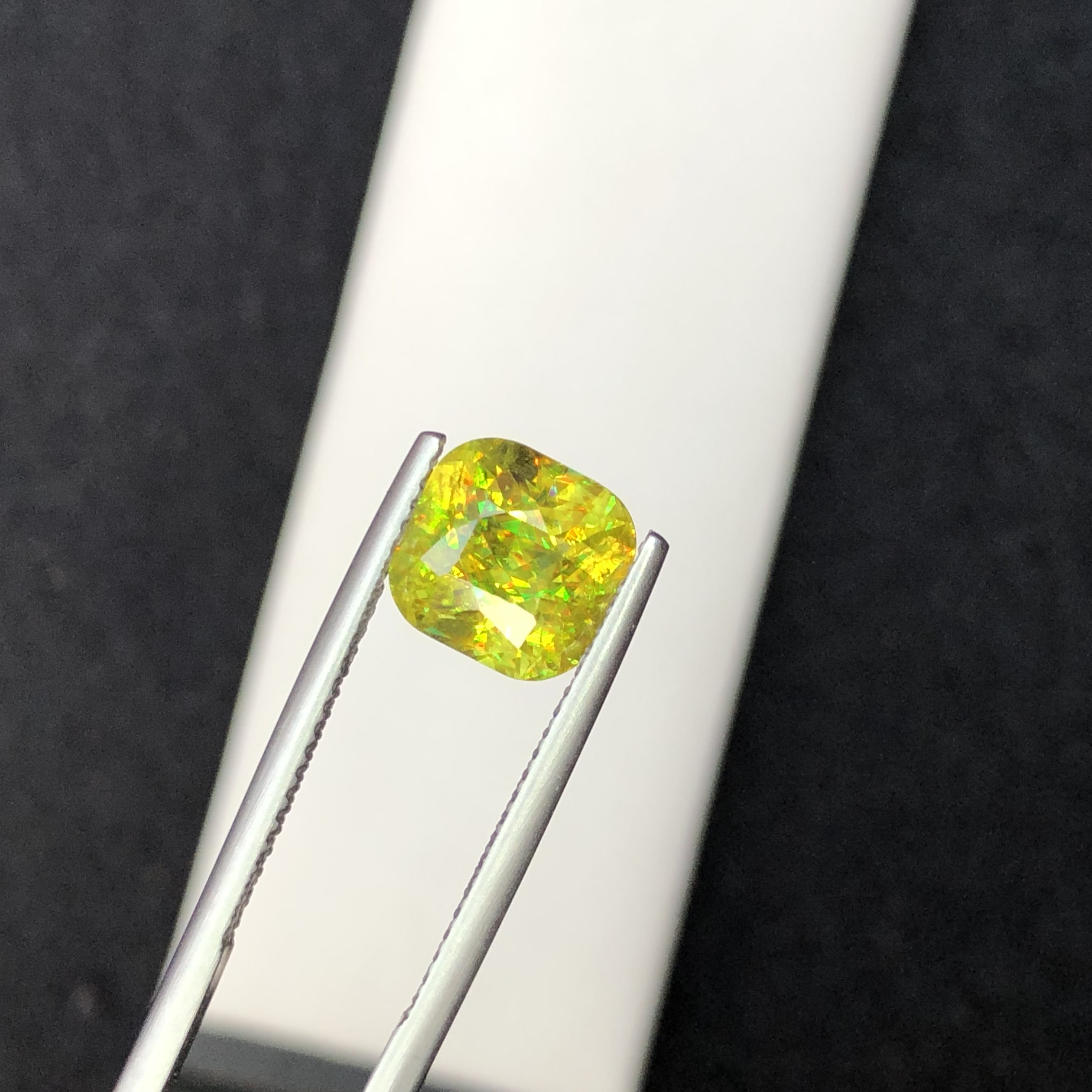 3.43 CT Natural Greenish Yellow Sphene Cushion Shape Loose Gemstone