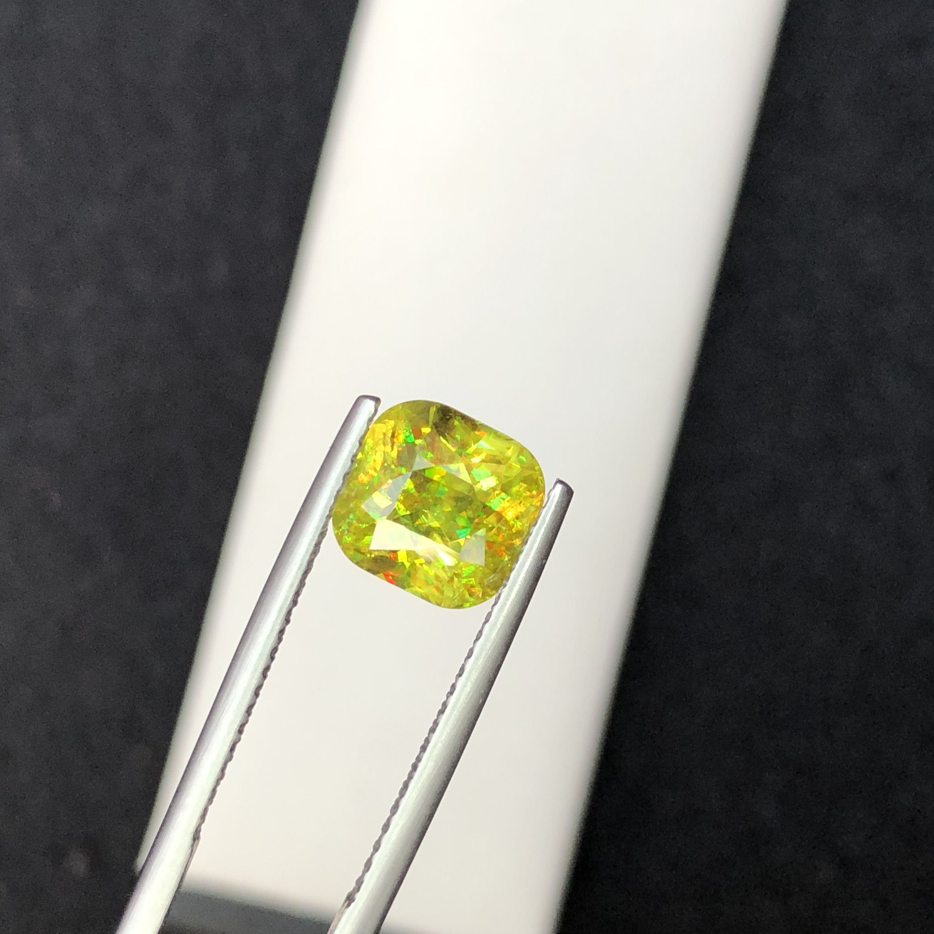 3.43 CT Natural Greenish Yellow Sphene Cushion Shape Loose Gemstone