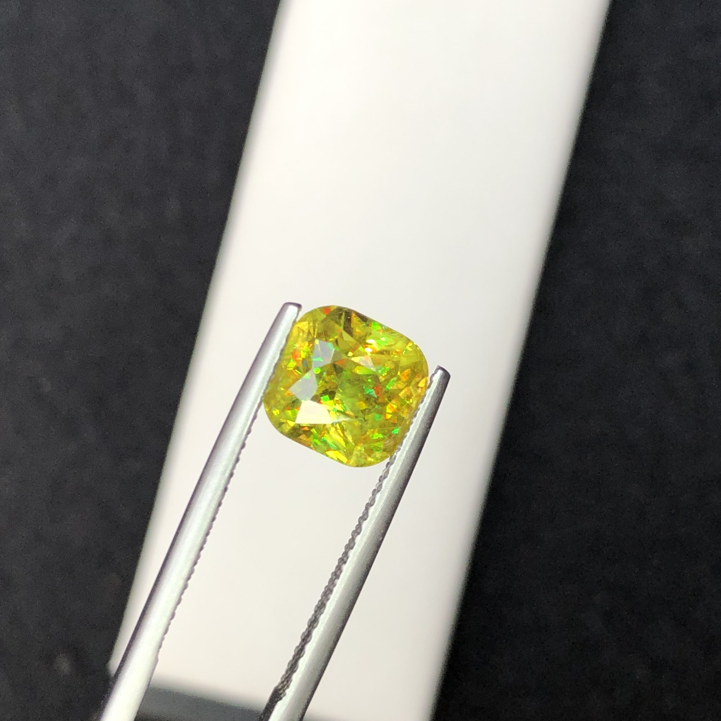 3.43 CT Natural Greenish Yellow Sphene Cushion Shape Loose Gemstone