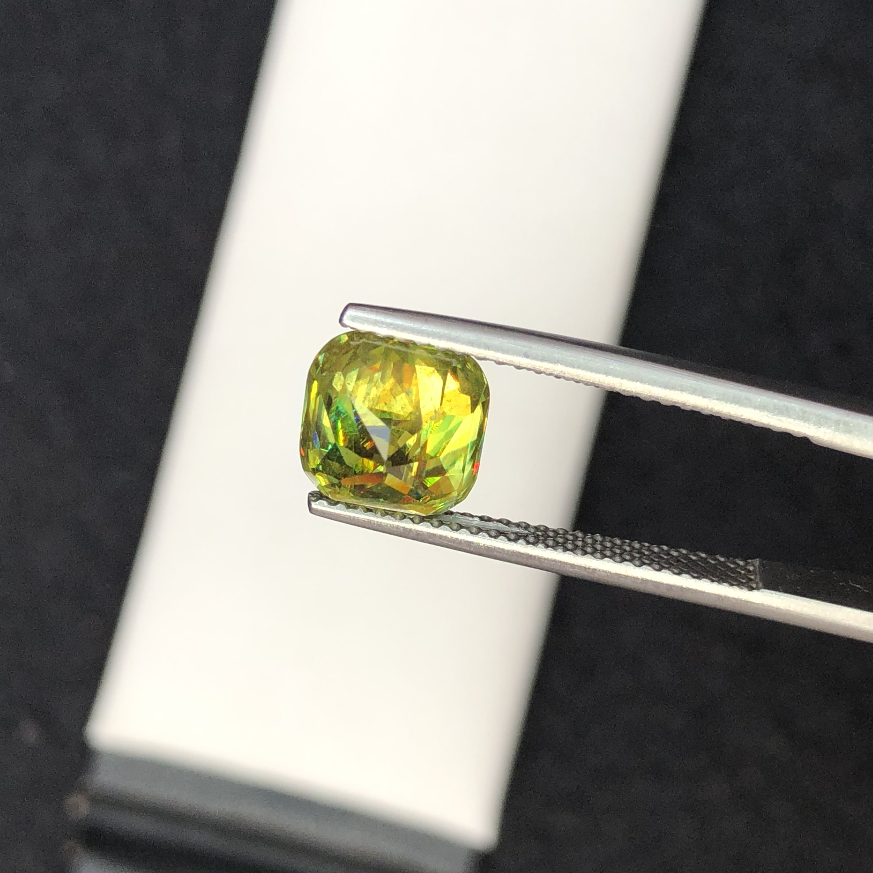 3.43 CT Natural Greenish Yellow Sphene Cushion Shape Loose Gemstone