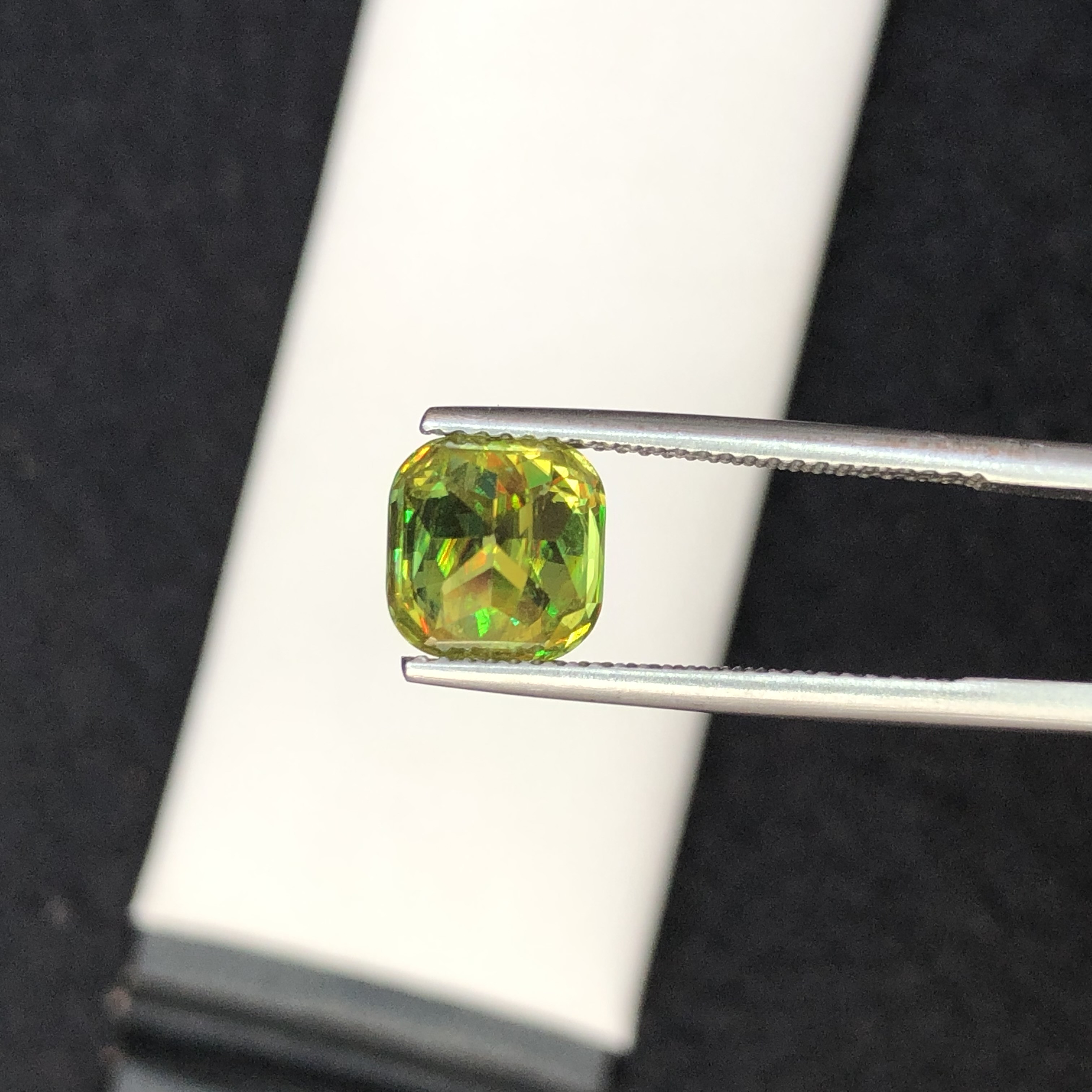 3.43 CT Natural Greenish Yellow Sphene Cushion Shape Loose Gemstone