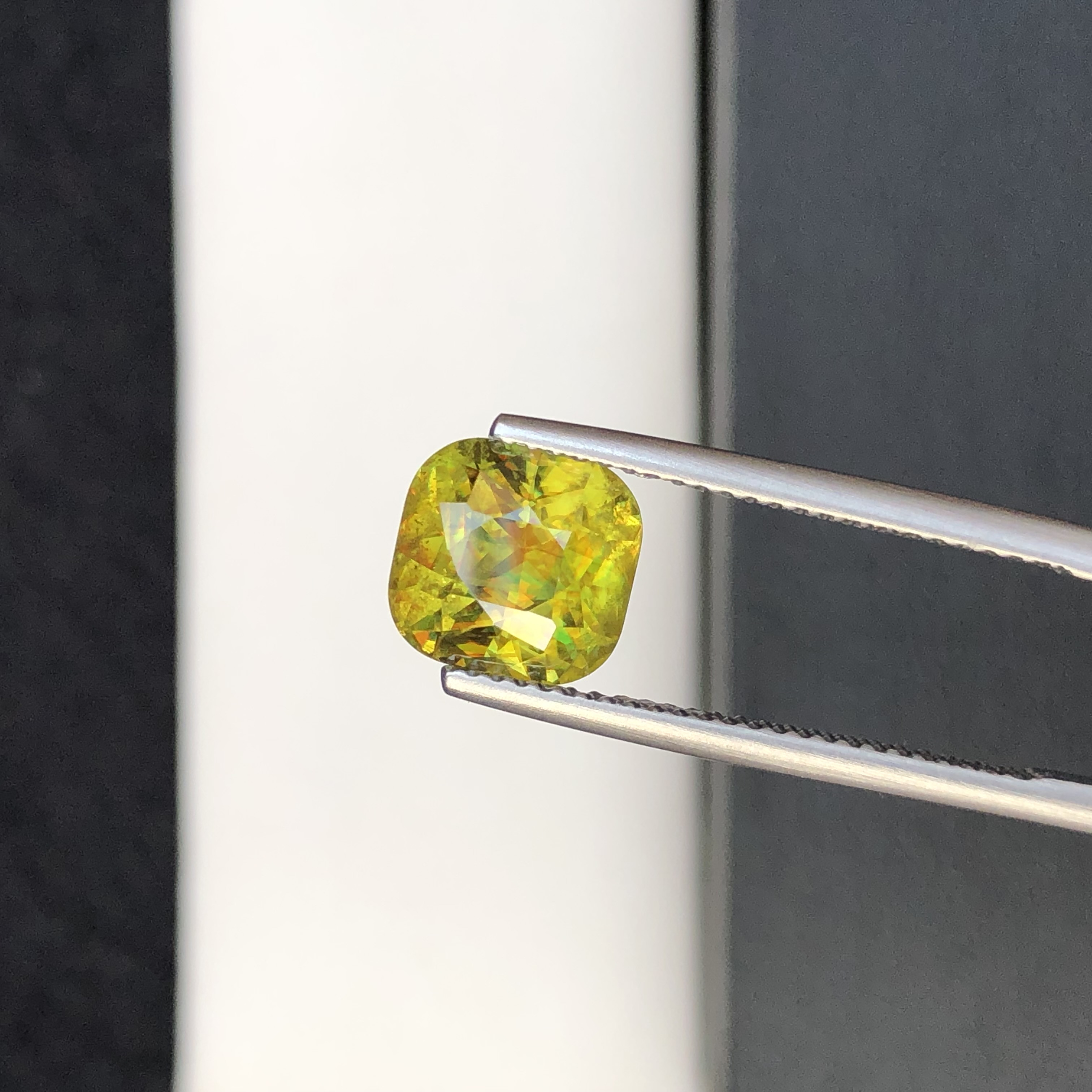 3.43 CT Natural Greenish Yellow Sphene Cushion Shape Loose Gemstone