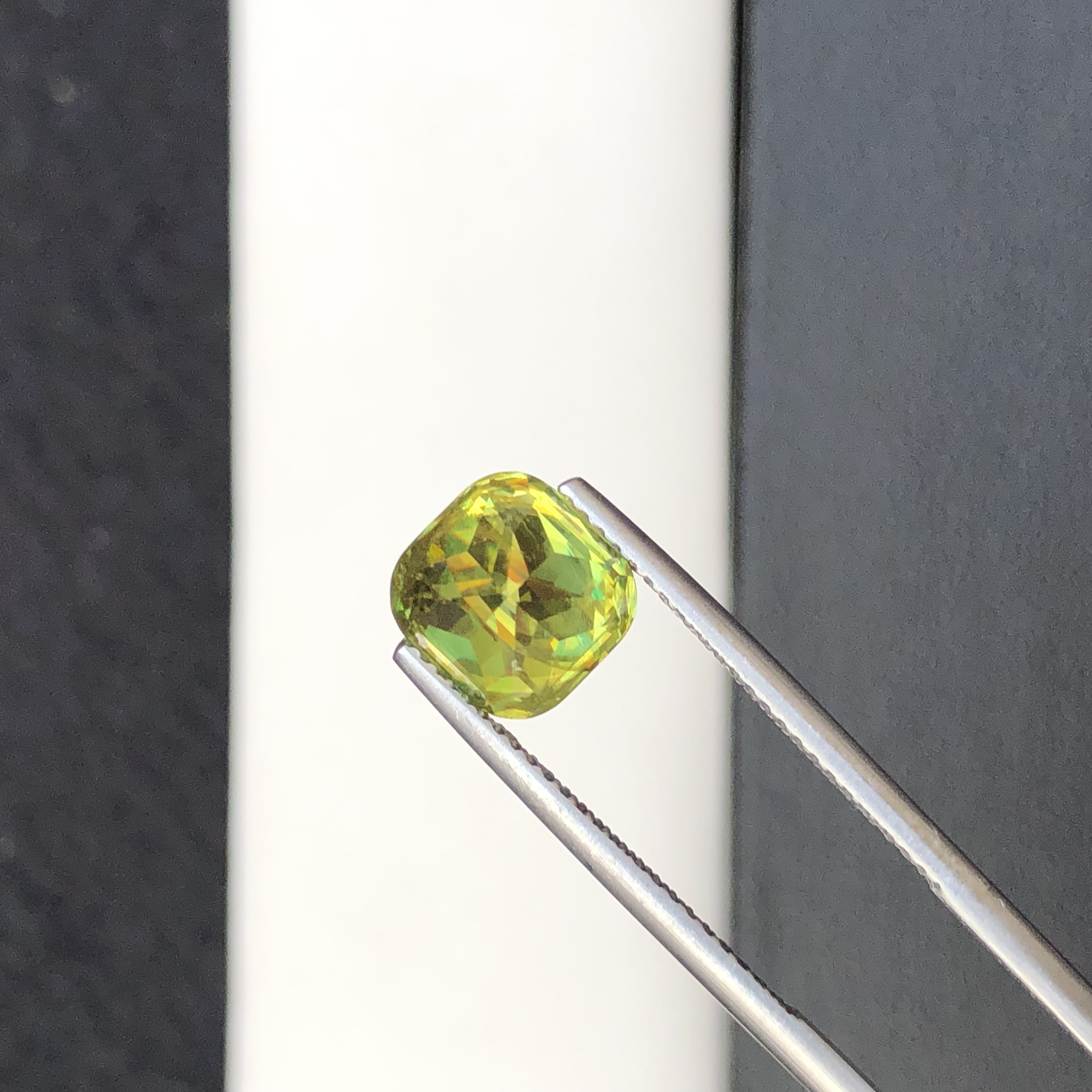 3.43 CT Natural Greenish Yellow Sphene Cushion Shape Loose Gemstone