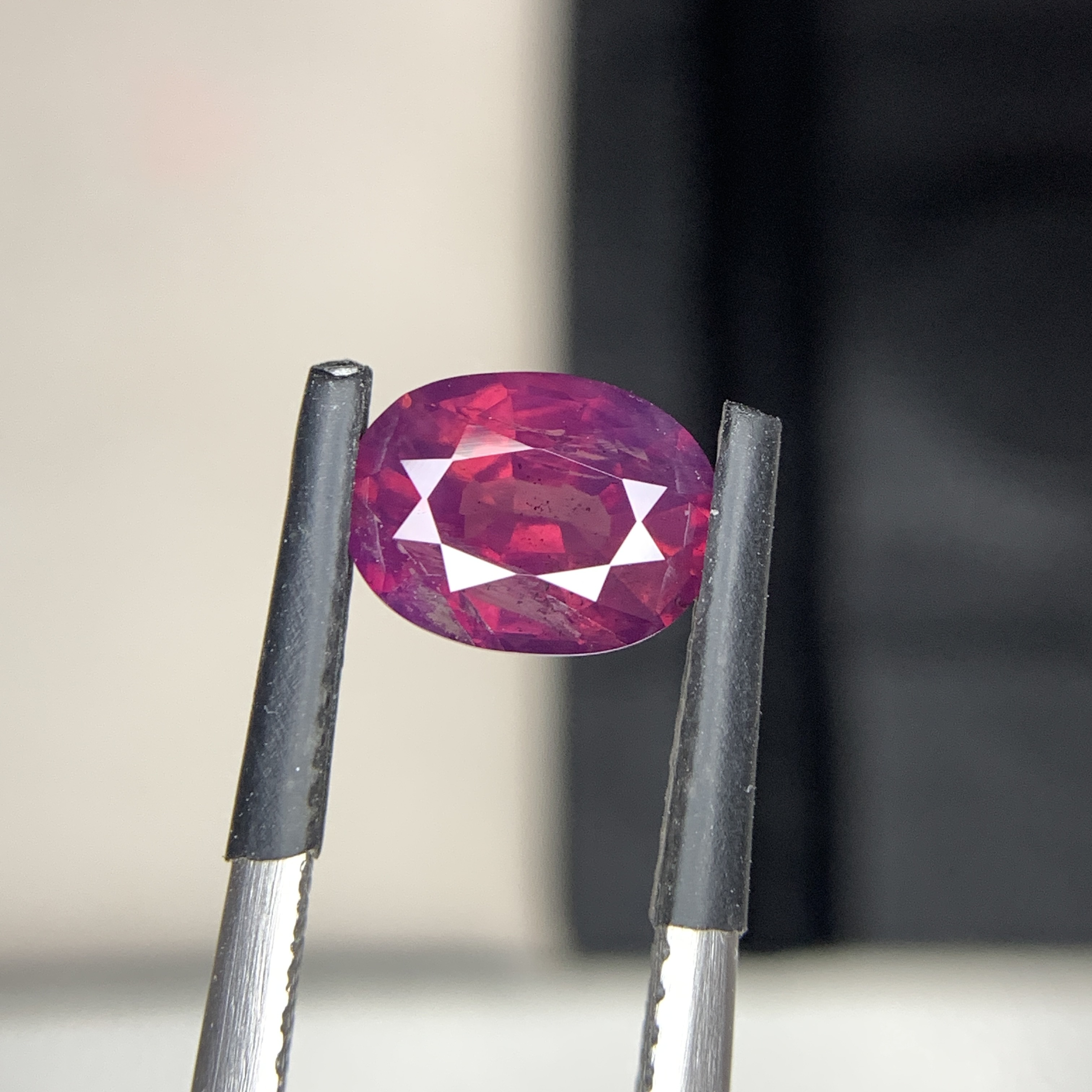 Natural Purplish Red Kashmir Ruby 2.07 Carat, Cushion Cut Faceted Loose Gemstone