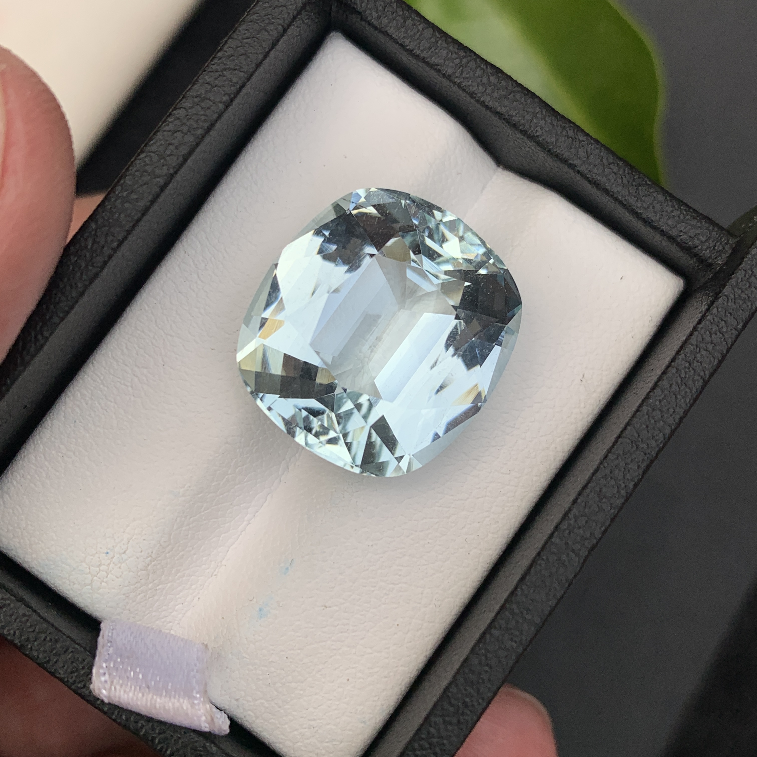 Natural Aquamarine 23.54 Carat Bluish Green Color From Skardu Pakistan Faceted Cushion Cut Loose Gemstone