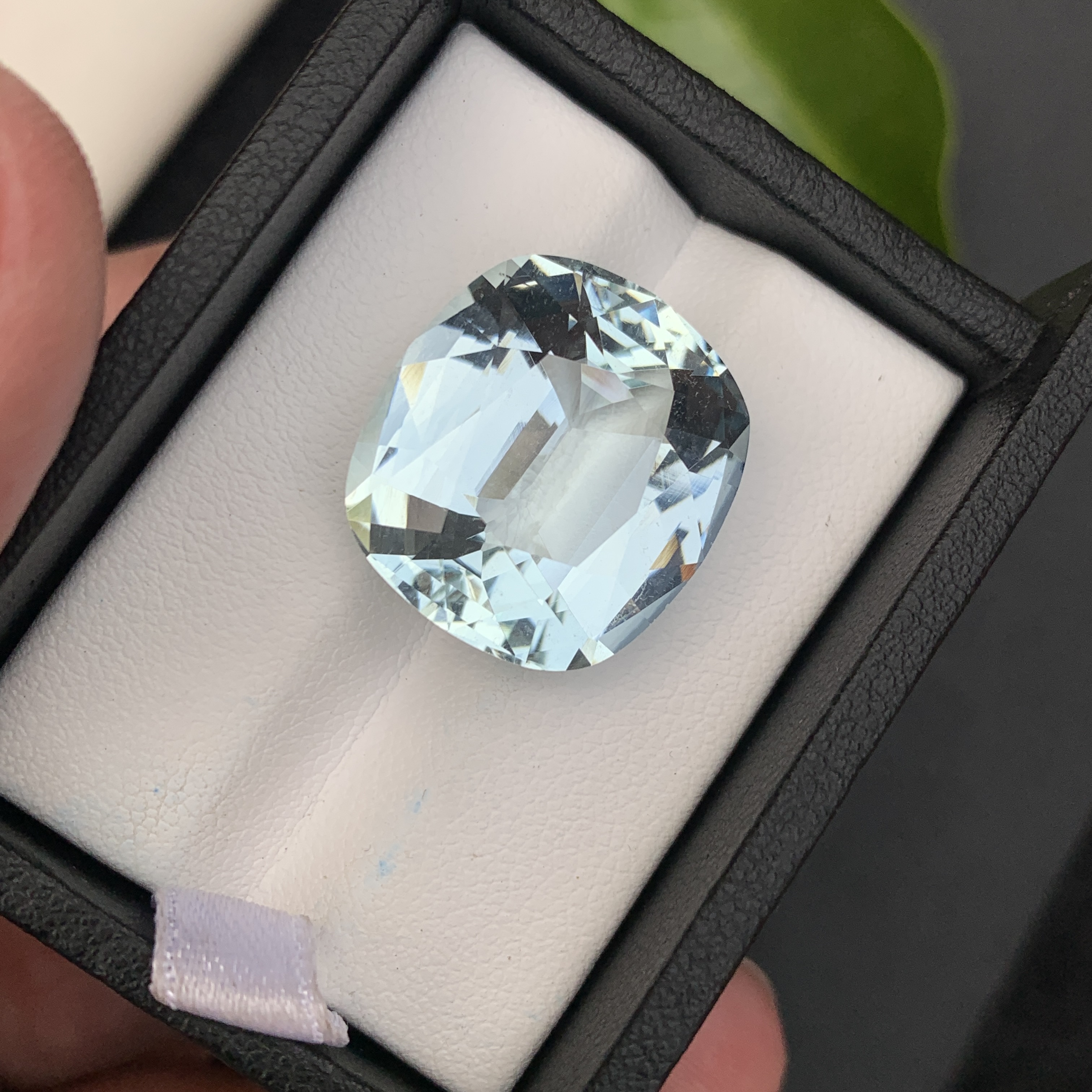 Natural Aquamarine 23.54 Carat Bluish Green Color From Skardu Pakistan Faceted Cushion Cut Loose Gemstone