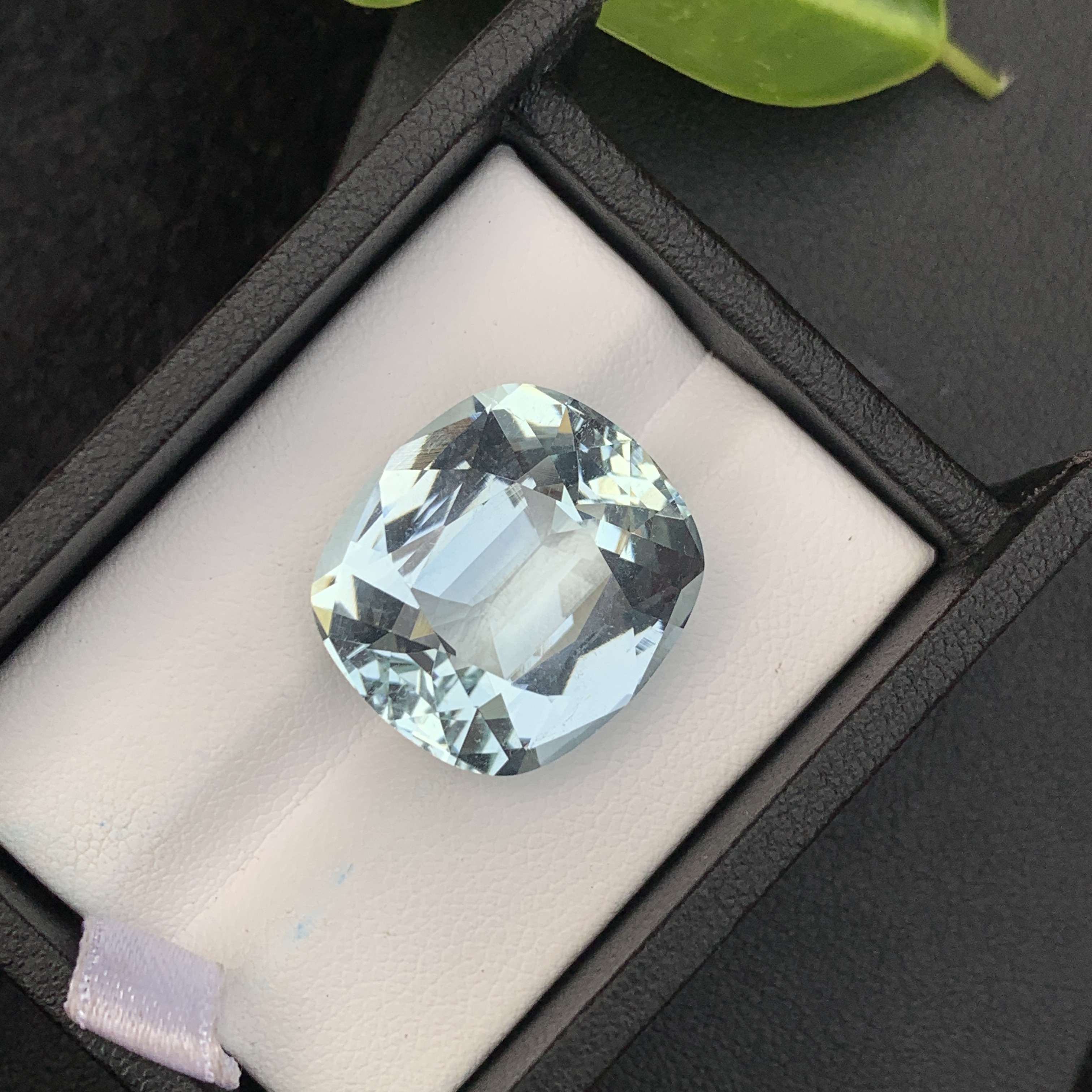 Natural Aquamarine 23.54 Carat Bluish Green Color From Skardu Pakistan Faceted Cushion Cut Loose Gemstone