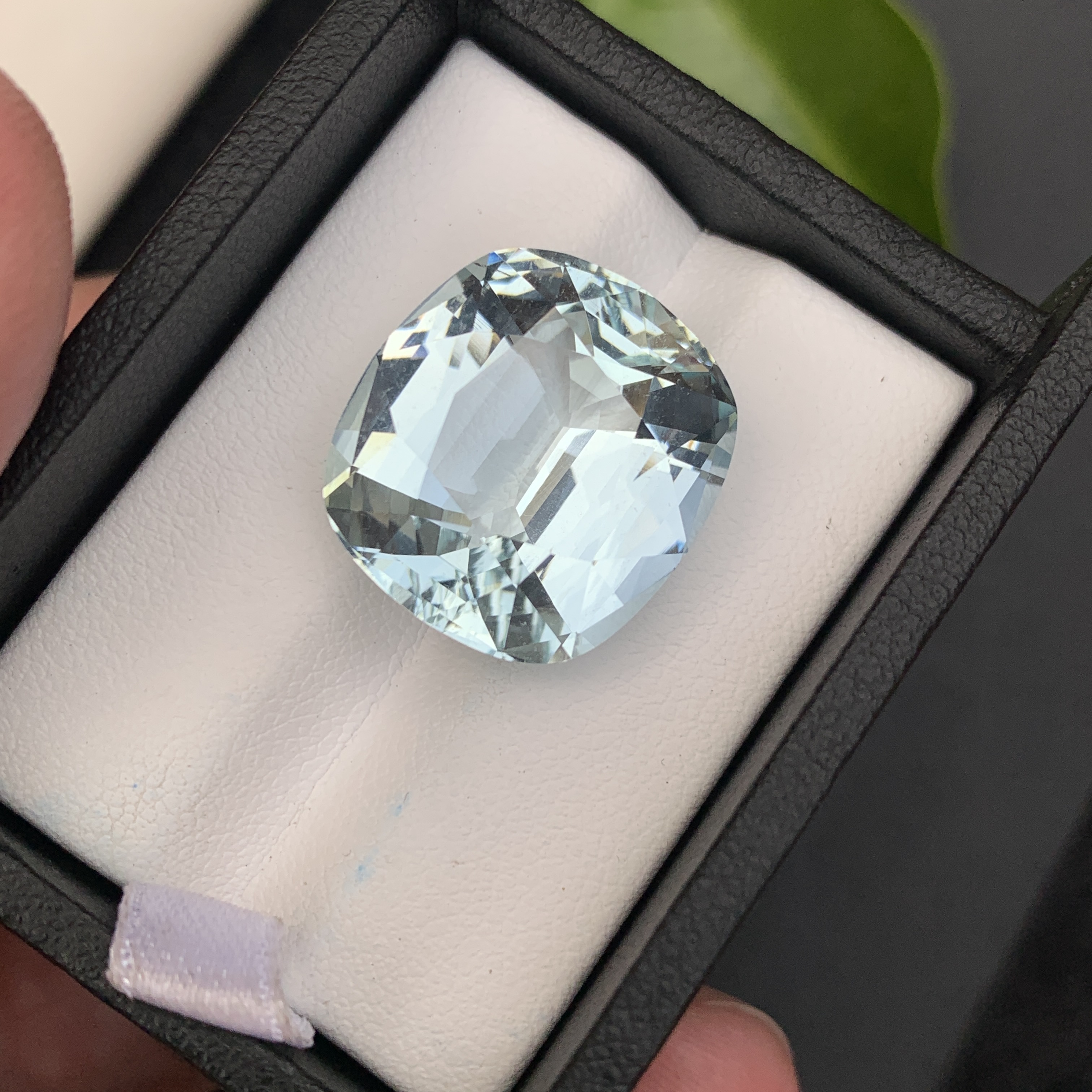 Natural Aquamarine 23.54 Carat Bluish Green Color From Skardu Pakistan Faceted Cushion Cut Loose Gemstone