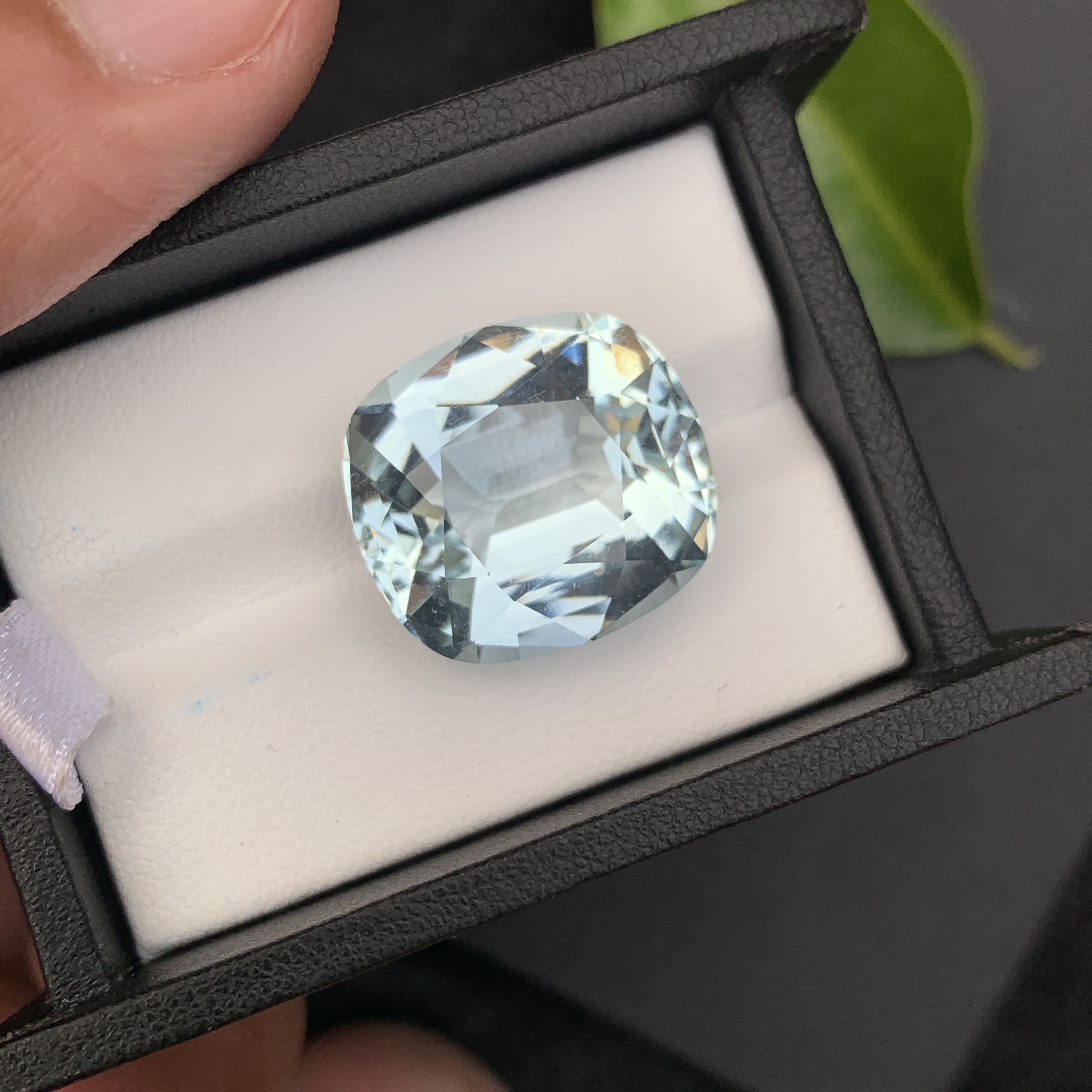 Natural Aquamarine 23.54 Carat Bluish Green Color From Skardu Pakistan Faceted Cushion Cut Loose Gemstone
