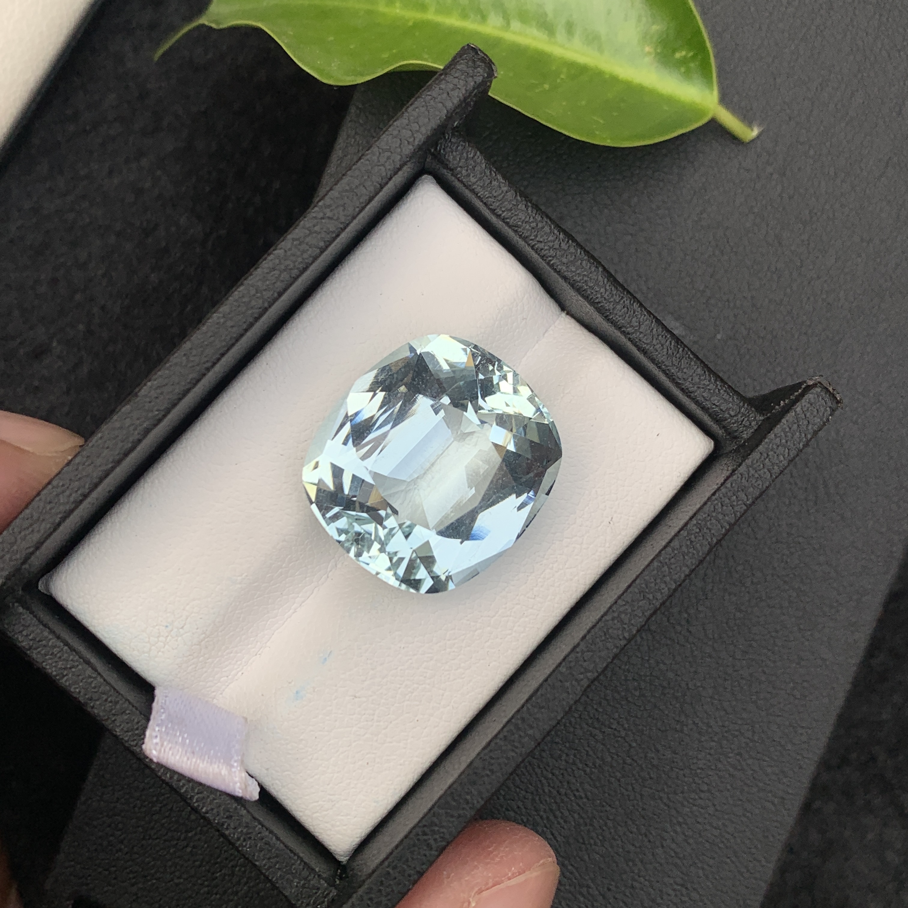 Natural Aquamarine 23.54 Carat Bluish Green Color From Skardu Pakistan Faceted Cushion Cut Loose Gemstone