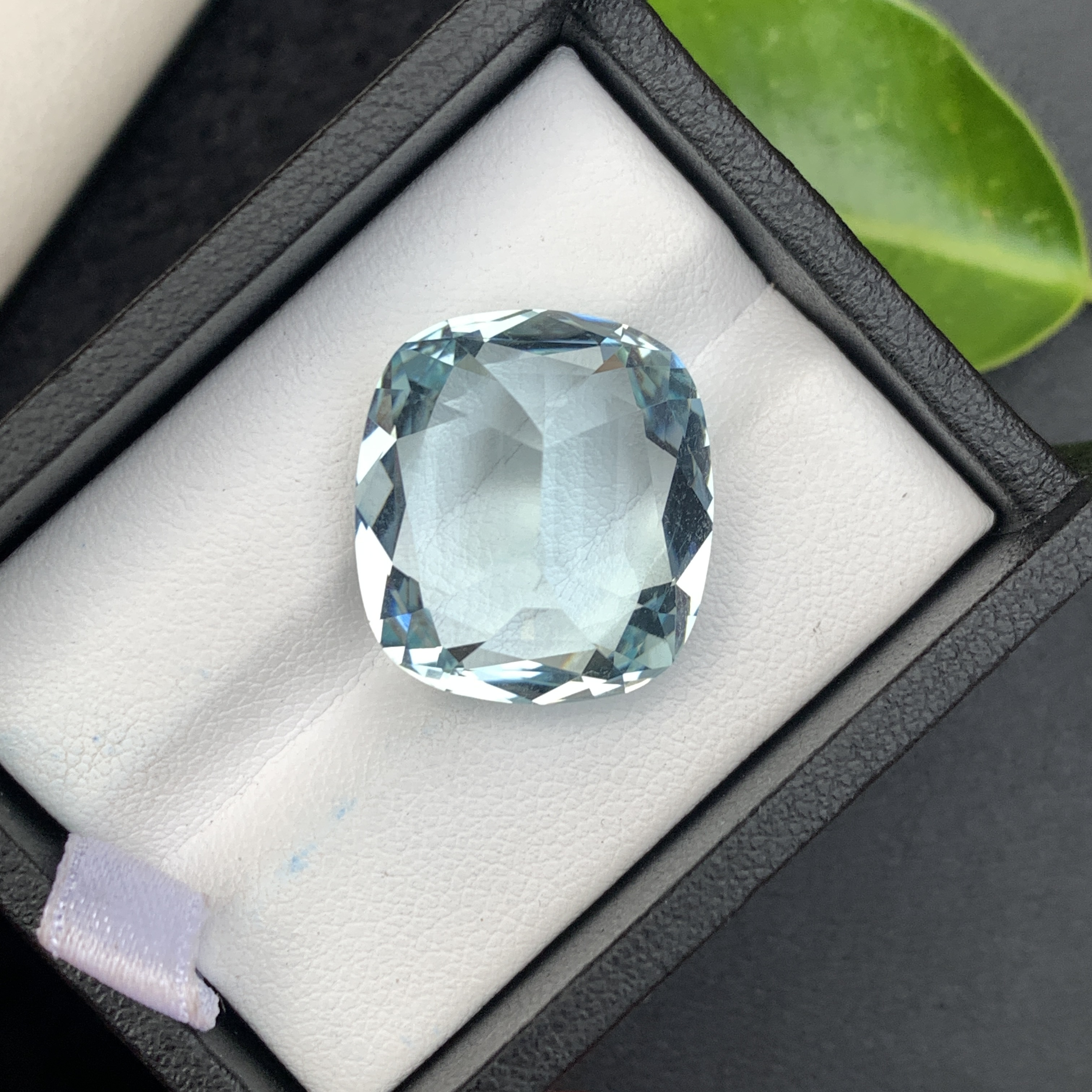 Natural Aquamarine 23.54 Carat Bluish Green Color From Skardu Pakistan Faceted Cushion Cut Loose Gemstone