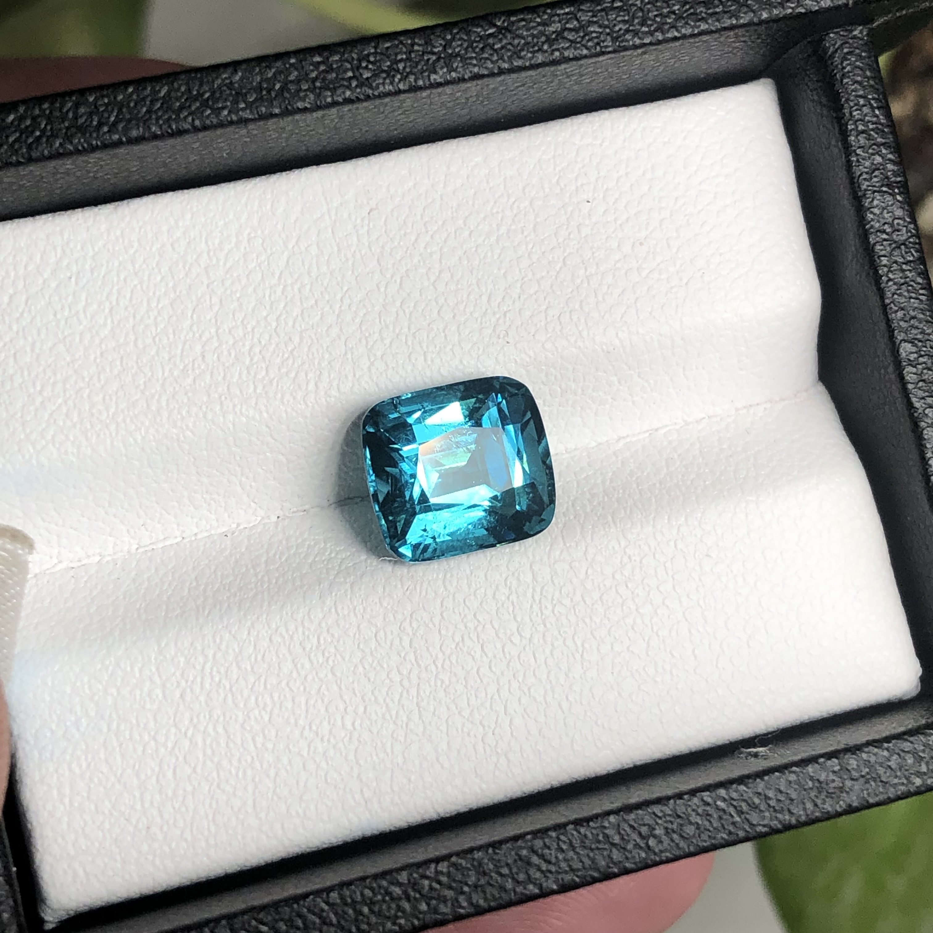 Natural Lagoon Blue Tourmaline 4.07 Carat Faceted Cushion Shape Loose Gemstone For Jewelry Making