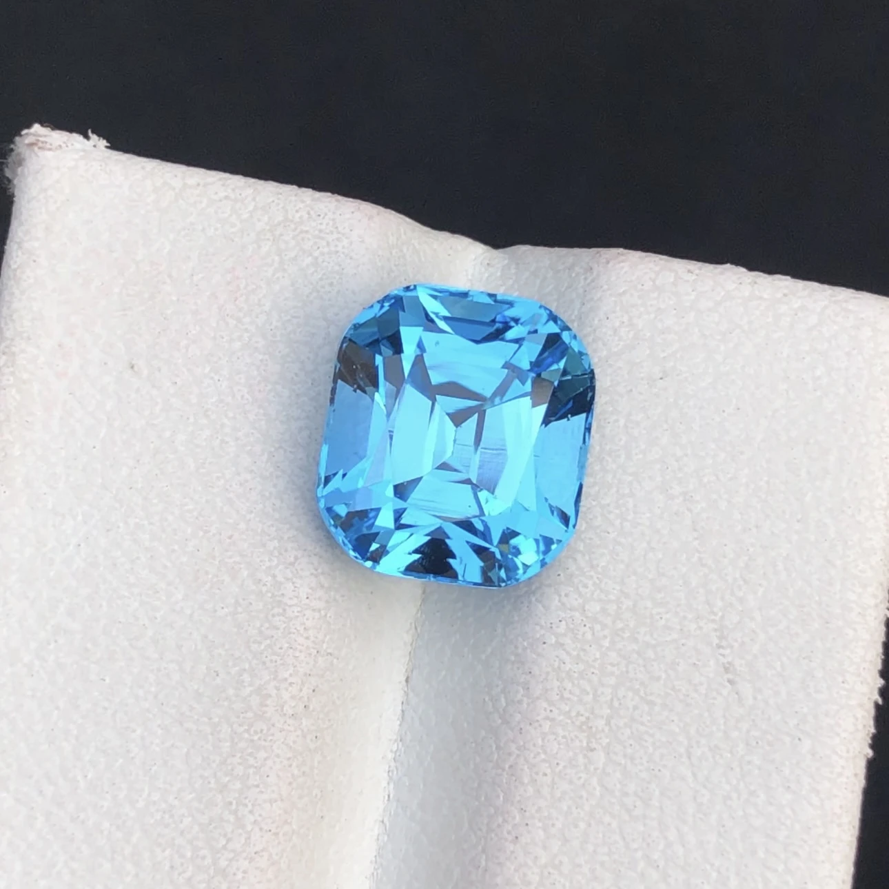 6.27ct Natural Swiss Blue Topaz Faceted Cushion Loose Gemstone
