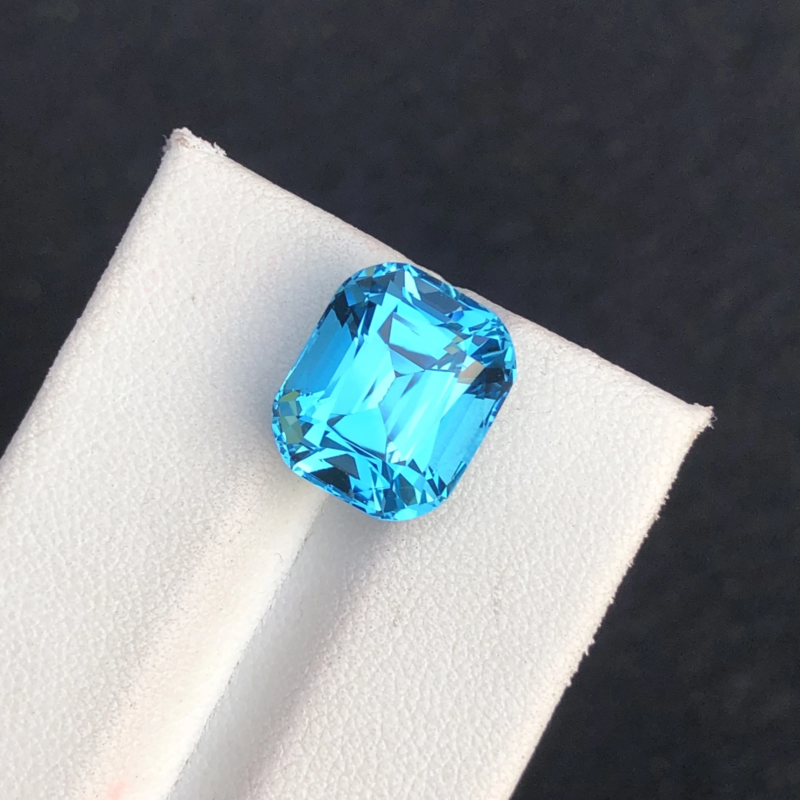 6.27ct Natural Swiss Blue Topaz Faceted Cushion Loose Gemstone