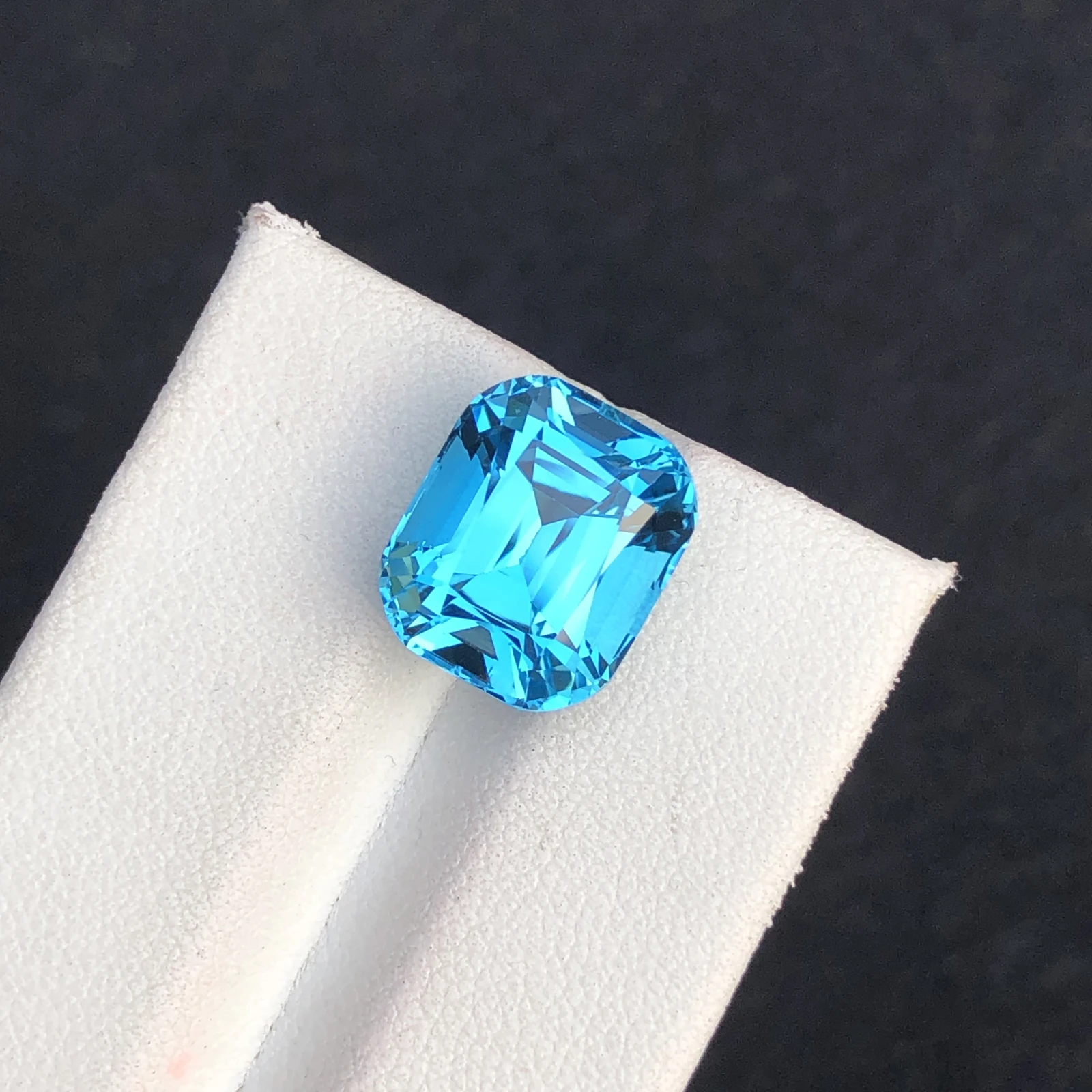 6.27ct Natural Swiss Blue Topaz Faceted Cushion Loose Gemstone