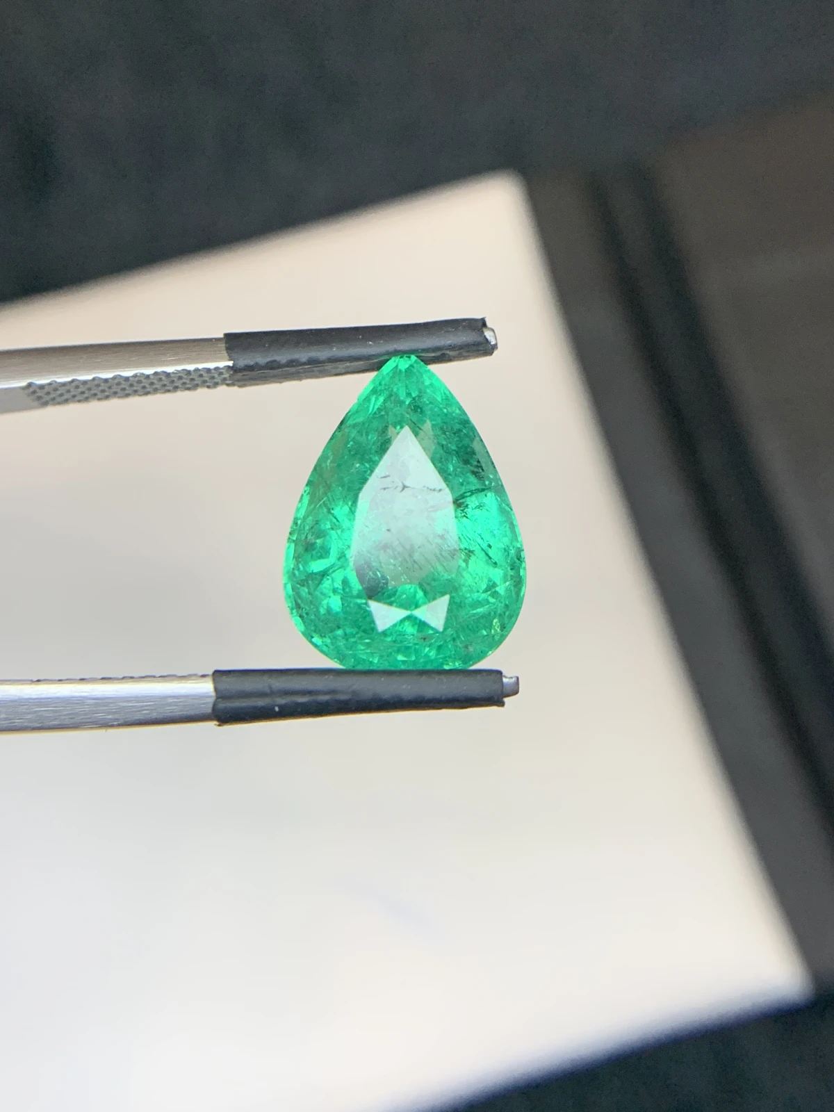 Bellerophon Certified 5.92 Ct Natural Panjshir Emerald Pear Shape Loose Gemstone