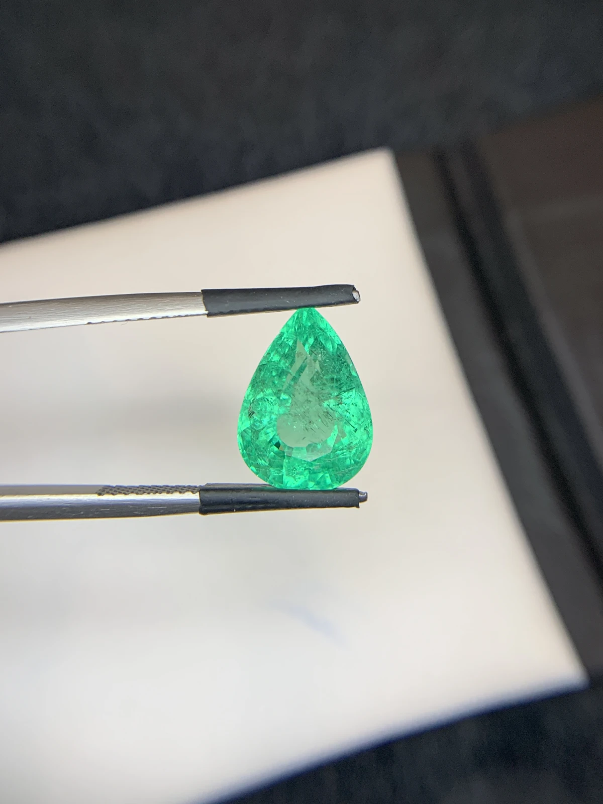 Bellerophon Certified 5.92 Ct Natural Panjshir Emerald Pear Shape Loose Gemstone