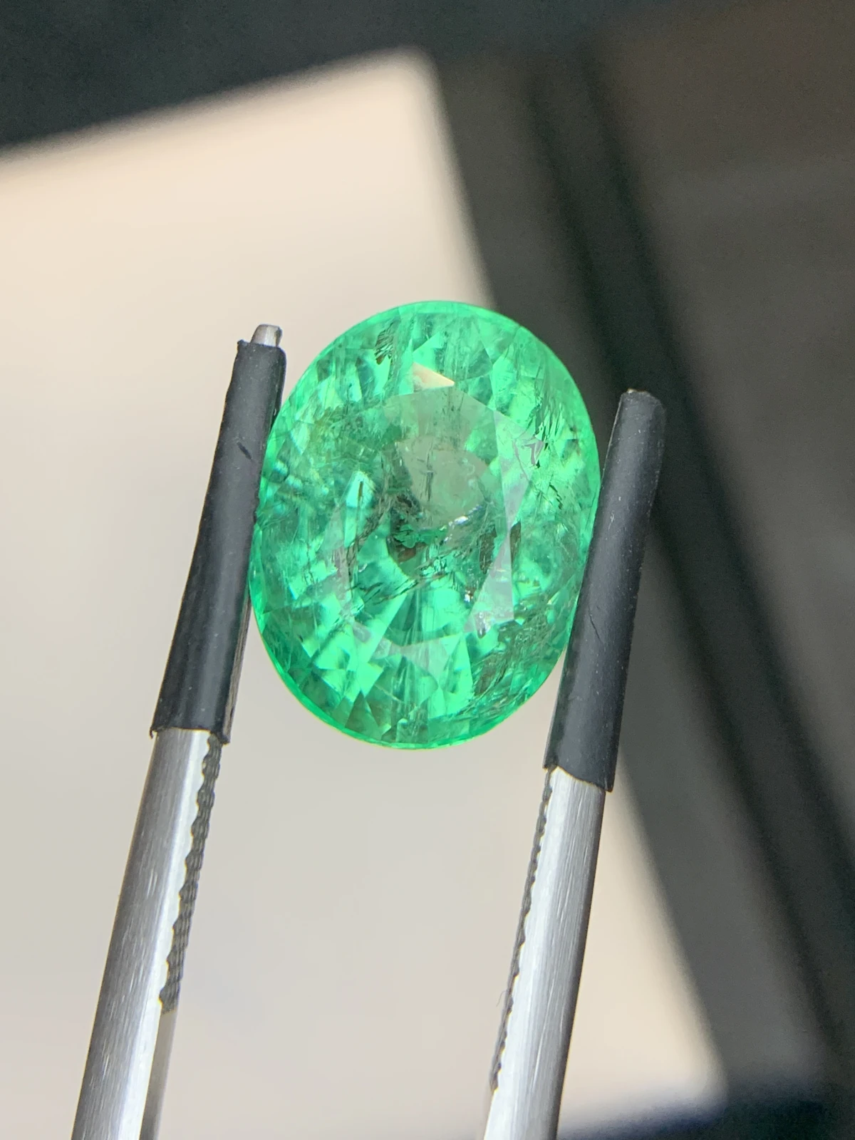 Bellerophon Certified 6.87 Ct Natural Panjshir Emerald Oval Shape Loose Gemstone