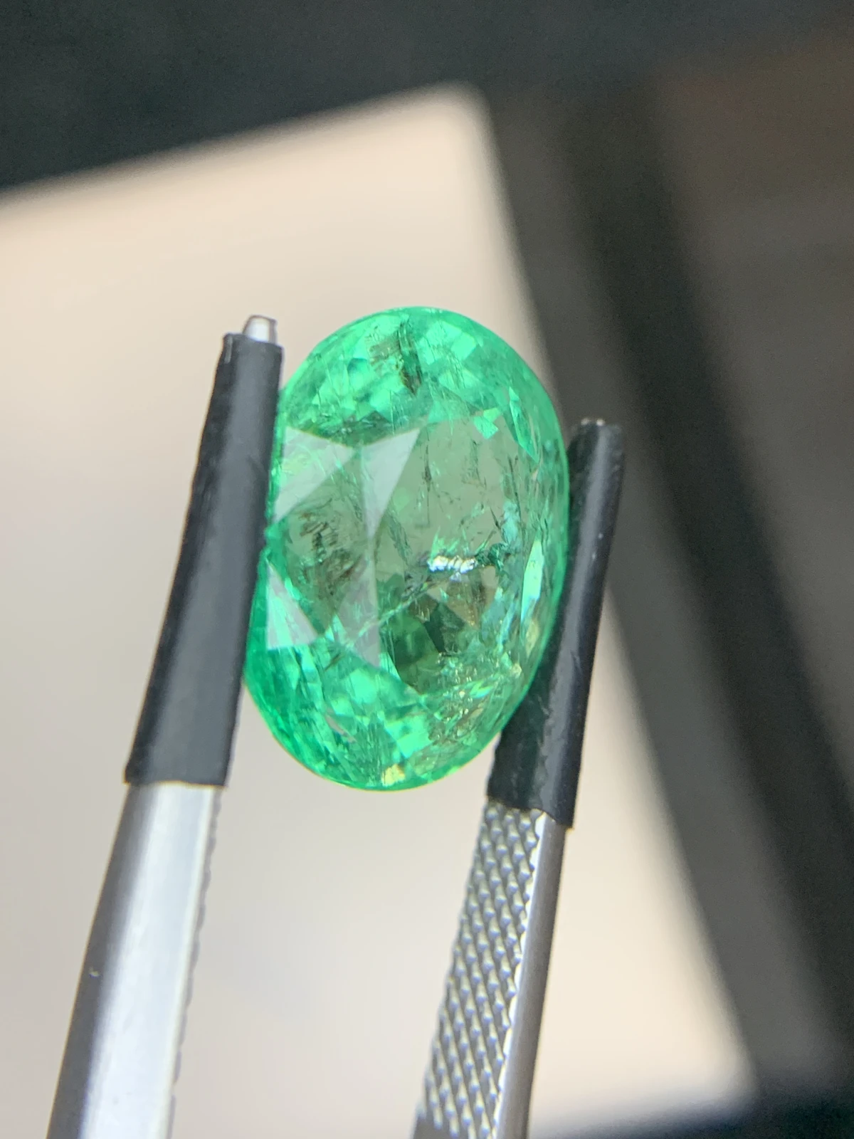 Bellerophon Certified 6.87 Ct Natural Panjshir Emerald Oval Shape Loose Gemstone
