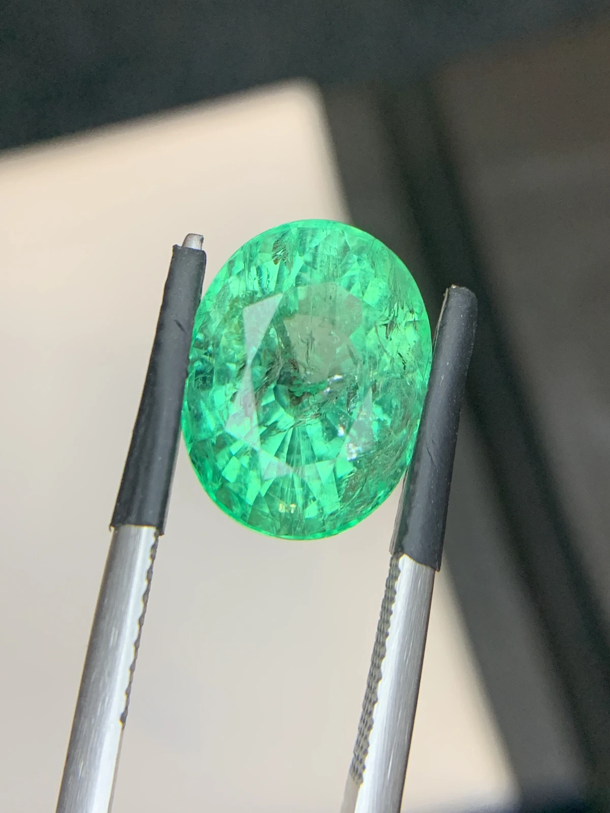 Bellerophon Certified 6.87 Ct Natural Panjshir Emerald Oval Shape Loose Gemstone