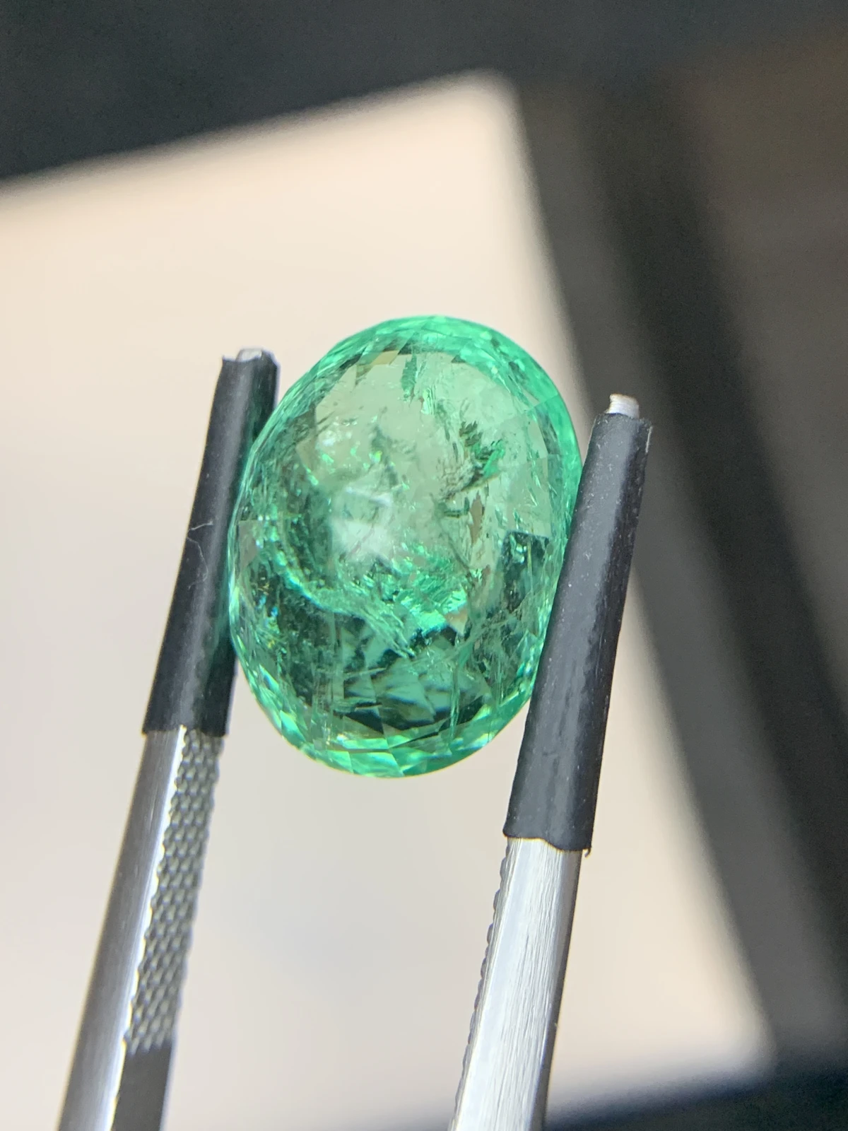 Bellerophon Certified 6.87 Ct Natural Panjshir Emerald Oval Shape Loose Gemstone