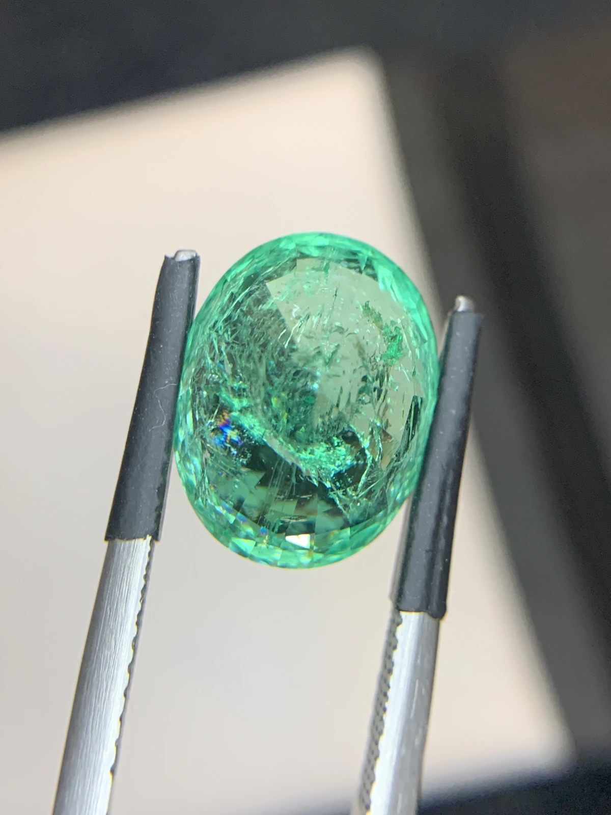 Bellerophon Certified 6.87 Ct Natural Panjshir Emerald Oval Shape Loose Gemstone