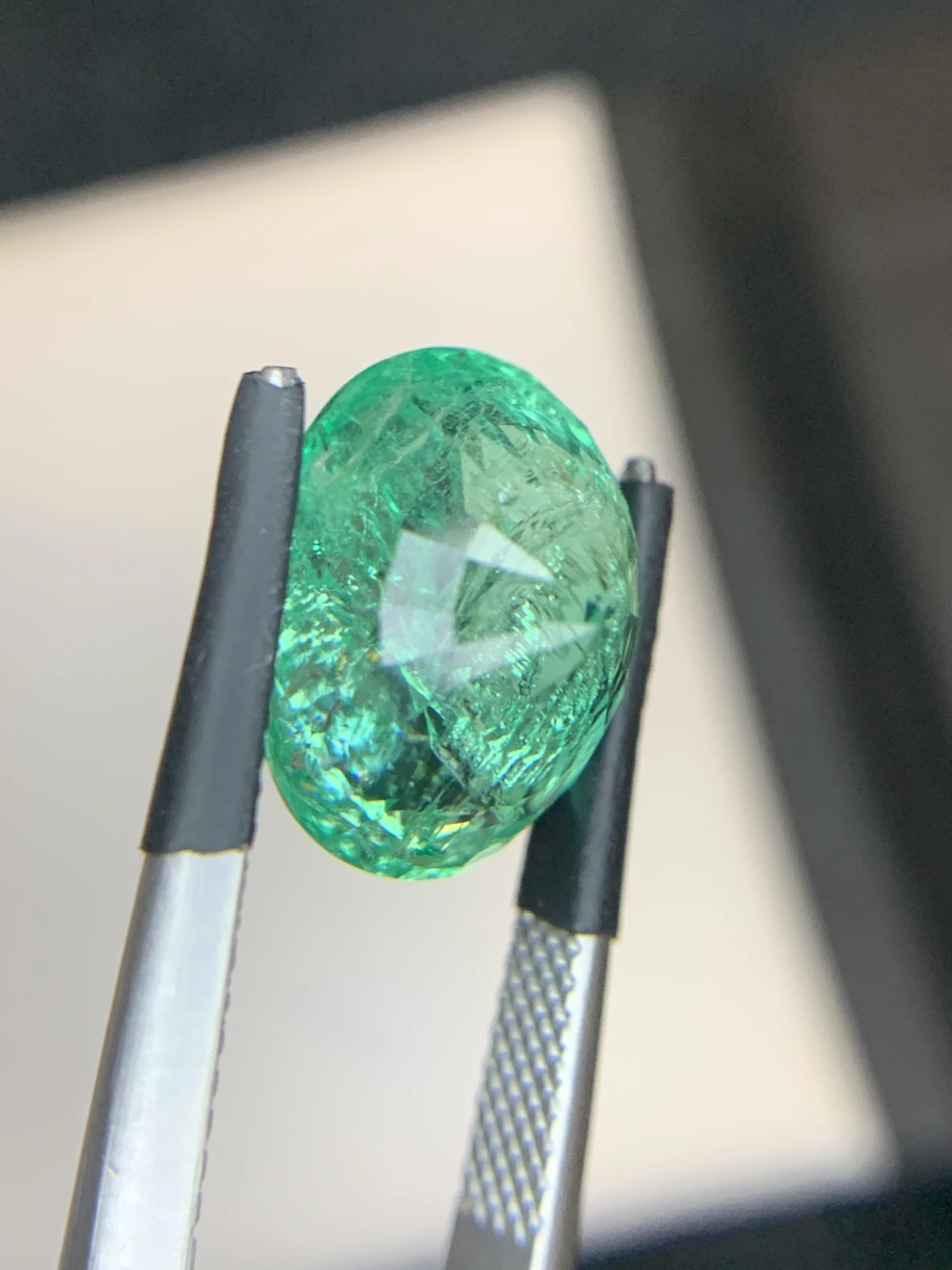 Bellerophon Certified 6.87 Ct Natural Panjshir Emerald Oval Shape Loose Gemstone