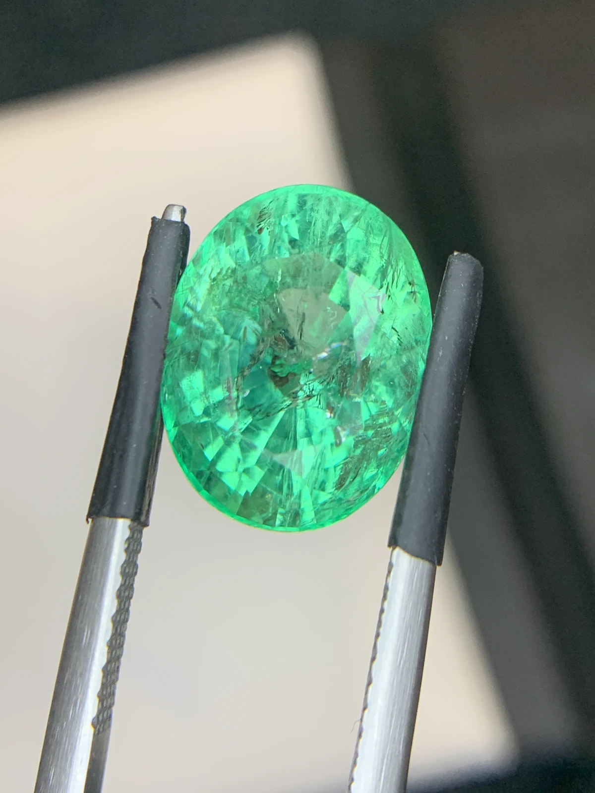 Bellerophon Certified 6.87 Ct Natural Panjshir Emerald Oval Shape Loose Gemstone