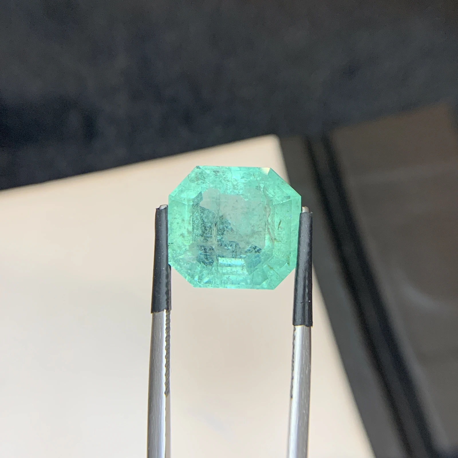 Bellerophon Certified 10.58 Ct Natural Bluish Green  Emerald Octagonal Shape Loose Gemstone from Zambia