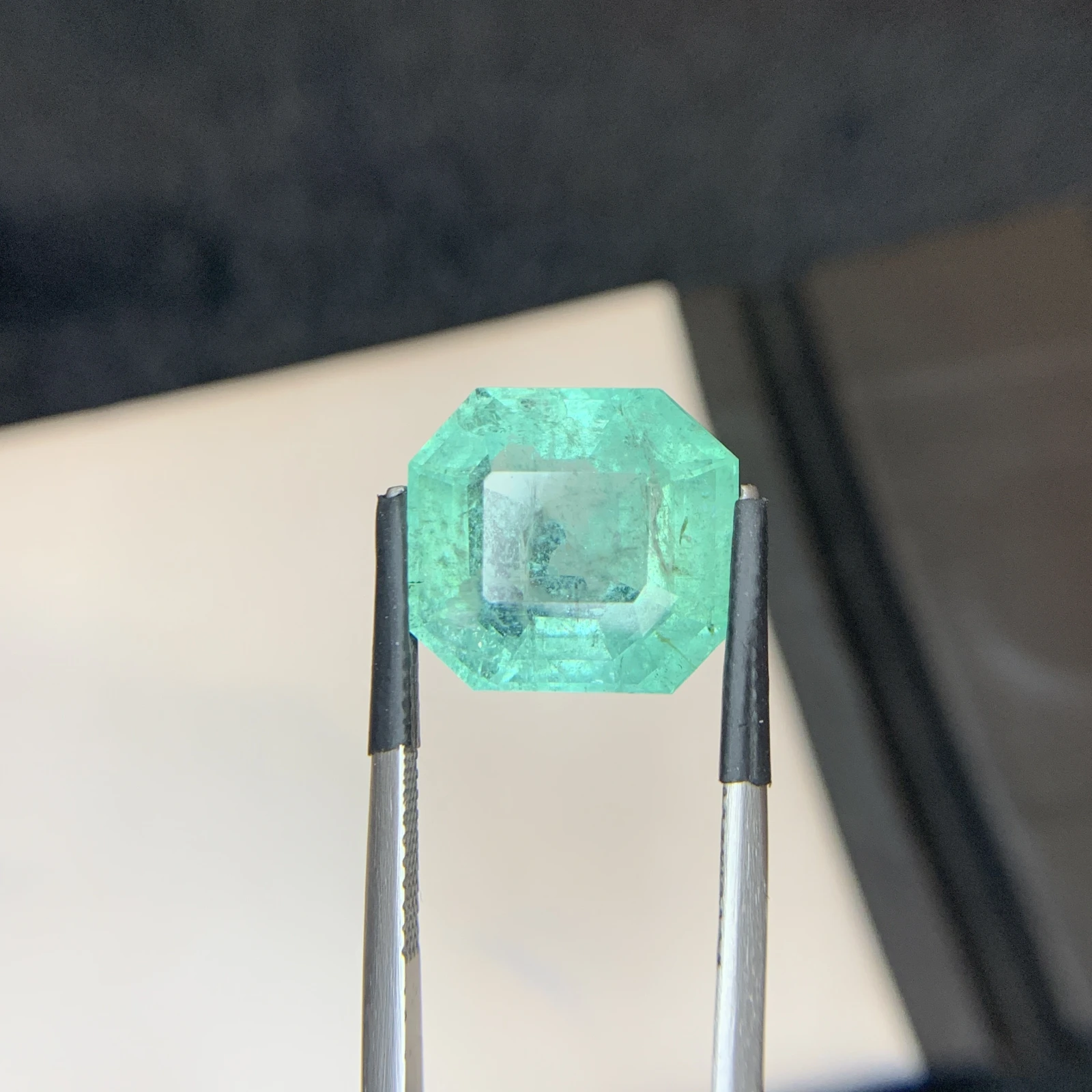 Bellerophon Certified 10.58 Ct Natural Bluish Green  Emerald Octagonal Shape Loose Gemstone from Zambia