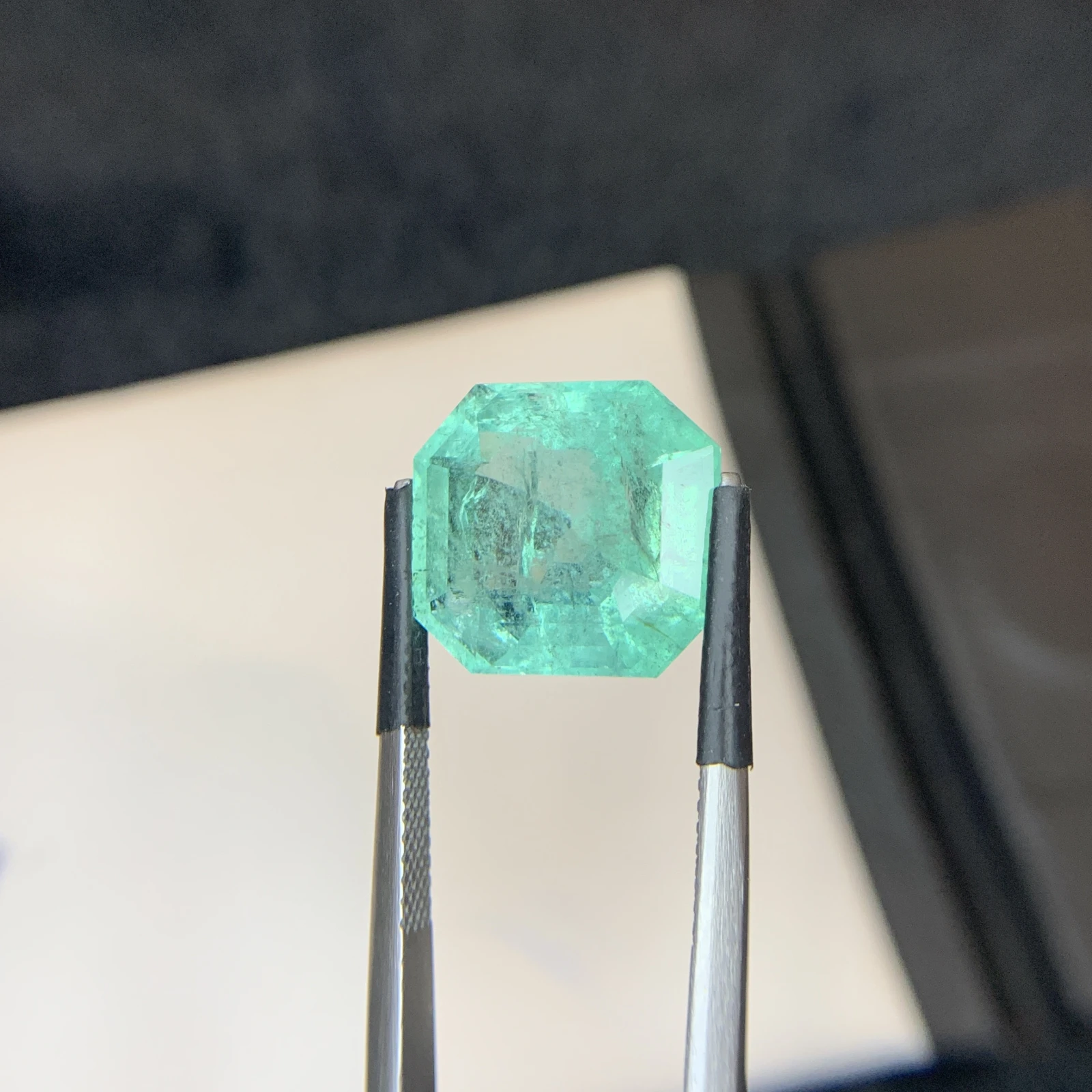 Bellerophon Certified 10.58 Ct Natural Bluish Green  Emerald Octagonal Shape Loose Gemstone from Zambia