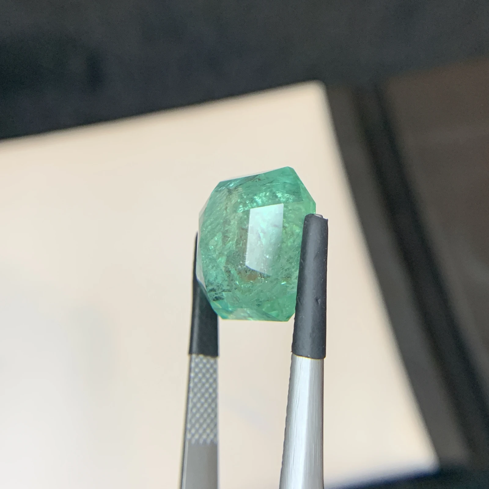 Bellerophon Certified 10.58 Ct Natural Bluish Green  Emerald Octagonal Shape Loose Gemstone from Zambia