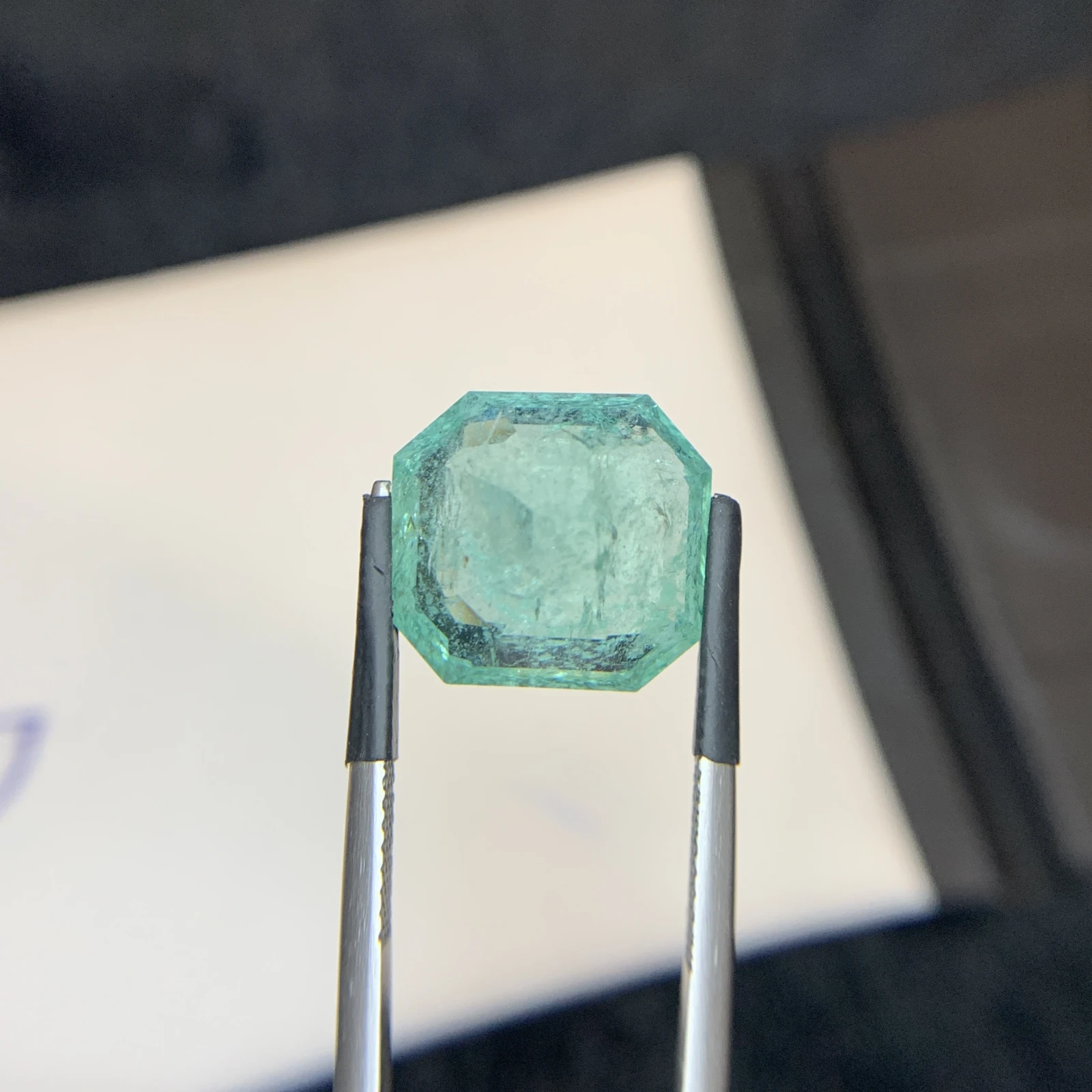 Bellerophon Certified 10.58 Ct Natural Bluish Green  Emerald Octagonal Shape Loose Gemstone from Zambia