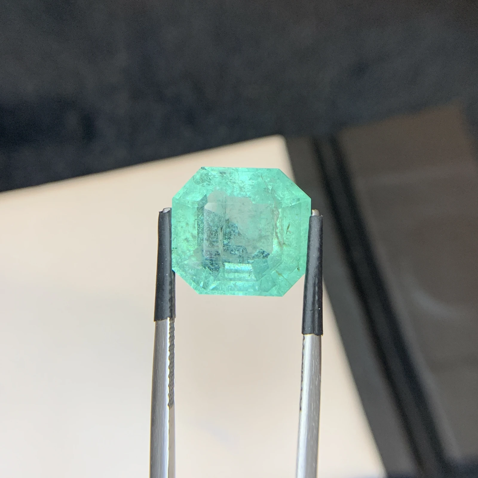 Bellerophon Certified 10.58 Ct Natural Bluish Green  Emerald Octagonal Shape Loose Gemstone from Zambia