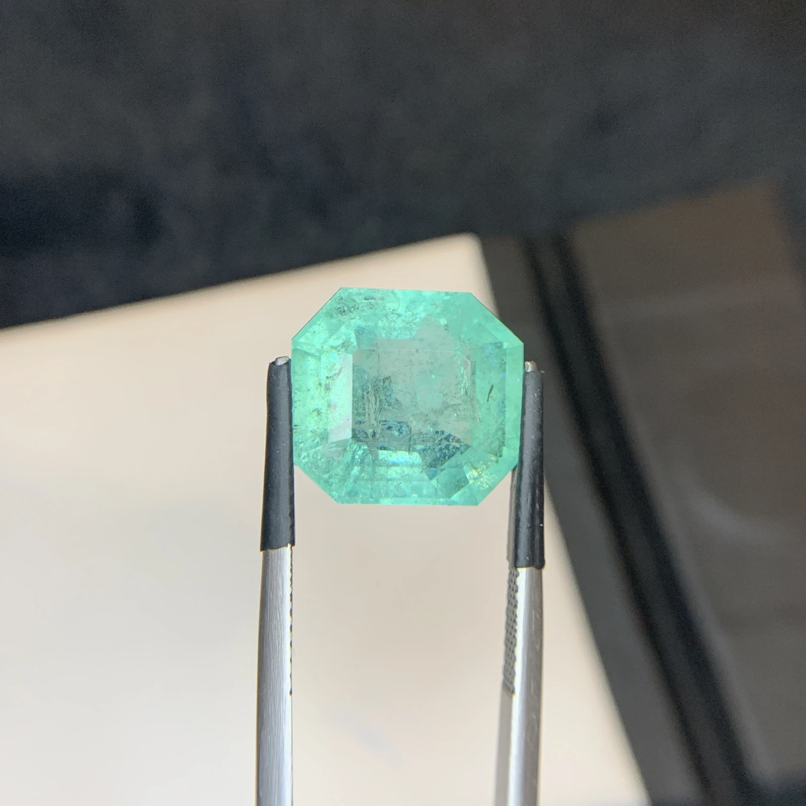 Bellerophon Certified 10.58 Ct Natural Bluish Green  Emerald Octagonal Shape Loose Gemstone from Zambia