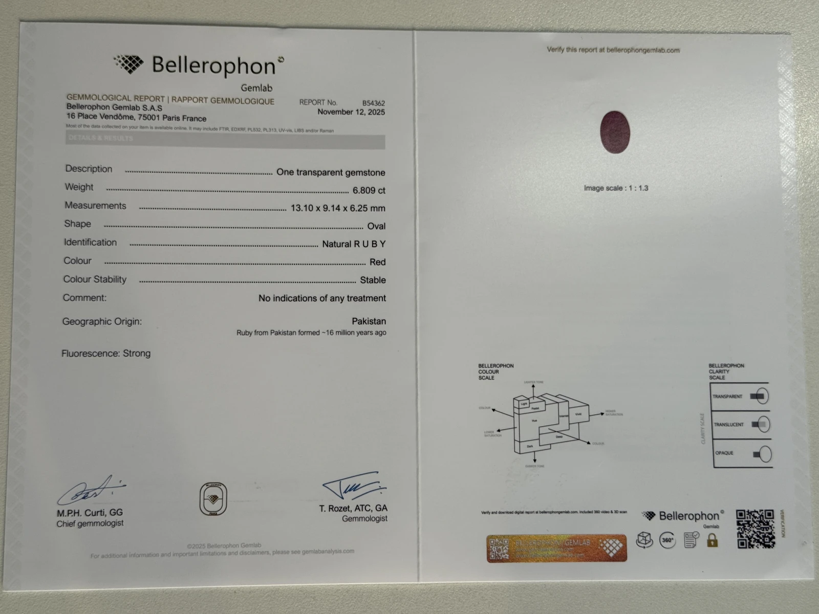 Bellerophon Certified 6.809 Ct Natural Ruby Oval Shape  Loose Gemstone