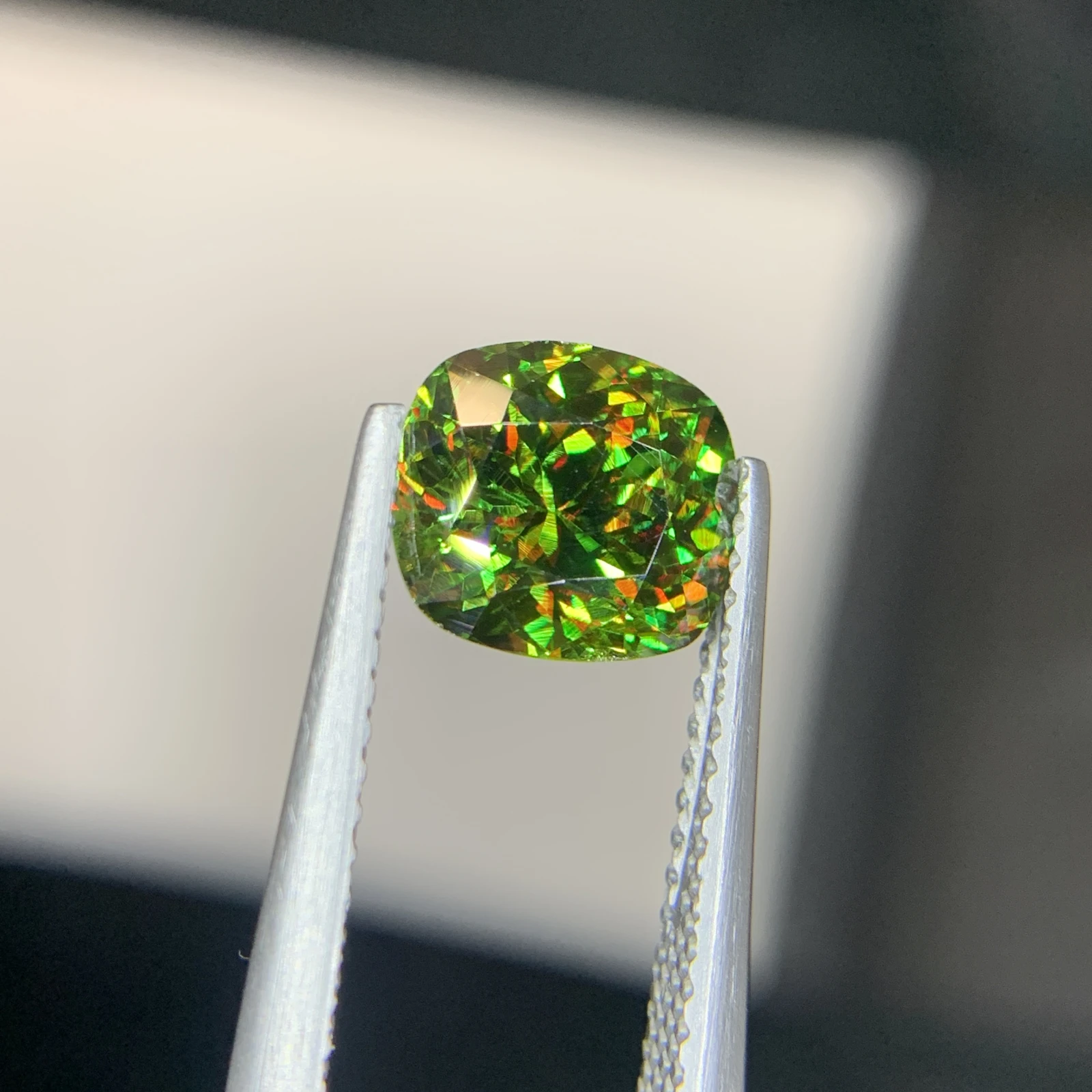 IGI Certified 2.34ct Natural Chrome Sphene Cushion Shape Loose Gemstone from Skardu Pakistan