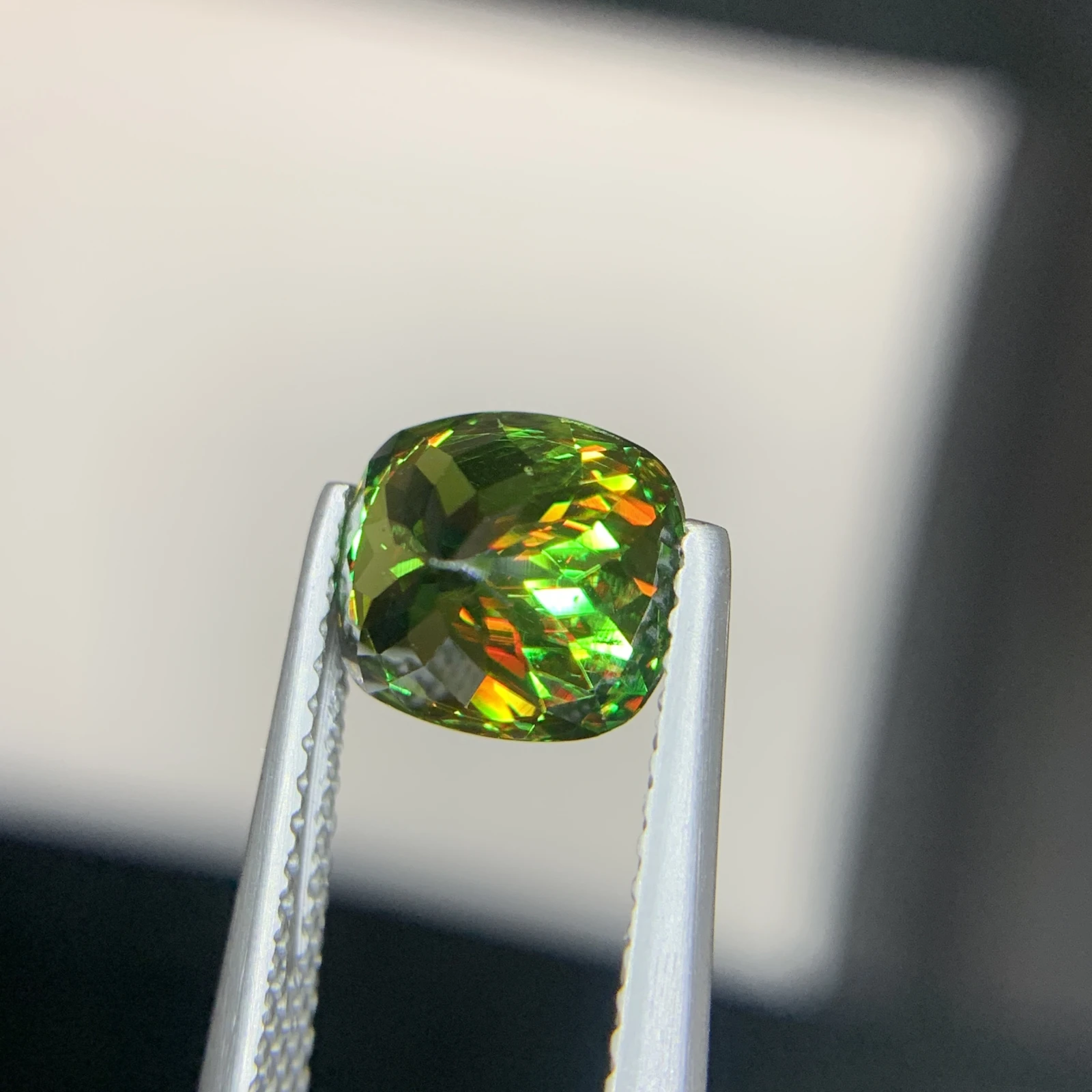 IGI Certified 2.34ct Natural Chrome Sphene Cushion Shape Loose Gemstone from Skardu Pakistan
